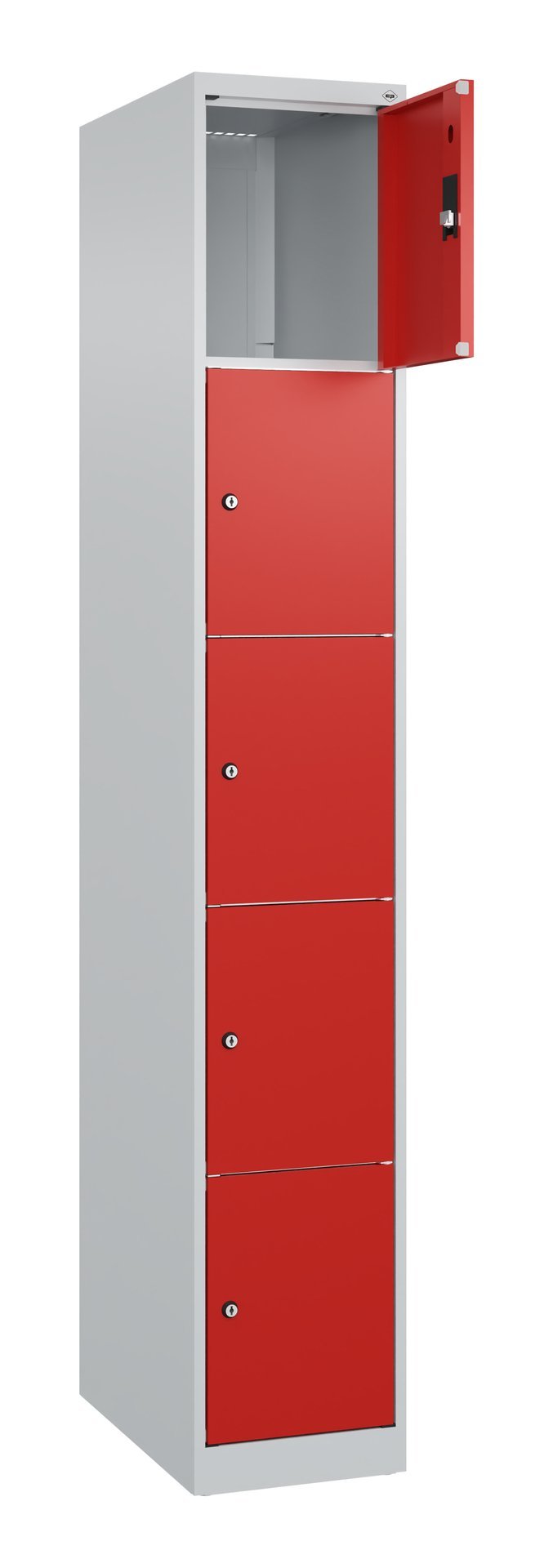 C+P Schließfachschrank Classic PLUS, 5 Fächer, 1850x300x500mm, 7035/3020 Produktbild img1 L