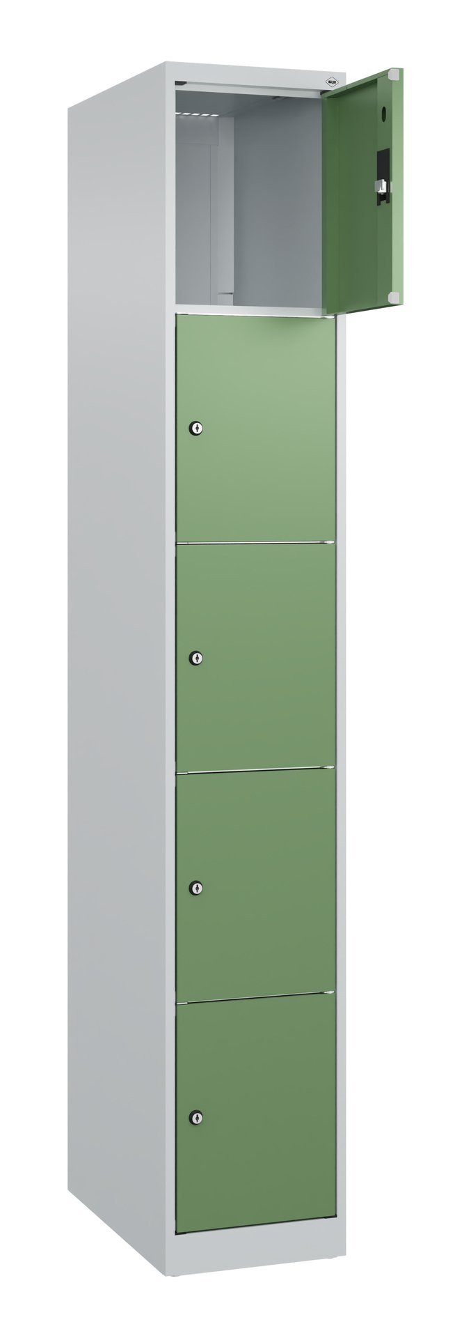 C+P Schließfachschrank Classic PLUS, 5 Fächer, 1850x300x500mm, 7035/6011 Produktbild img1 L