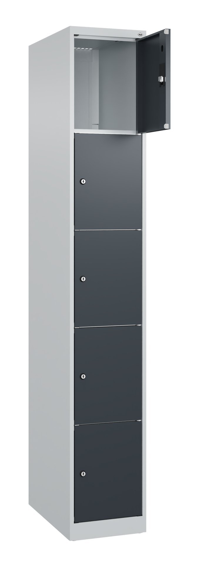 C+P Schließfachschrank Classic PLUS, 5 Fächer, 1850x300x500mm, 7035/7016 Produktbild img1 L