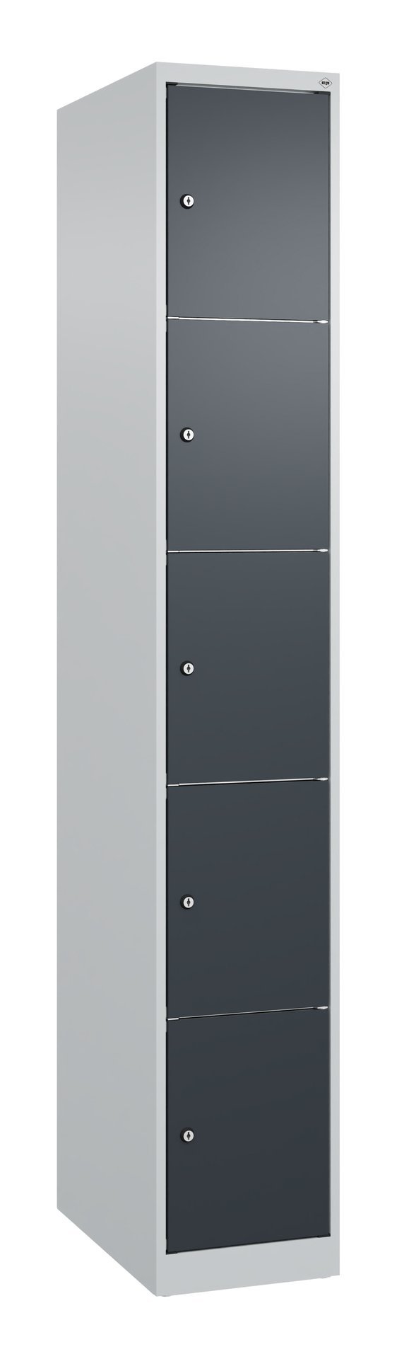 C+P Schließfachschrank Classic PLUS, 5 Fächer, 1850x300x500mm, 7035/7016 Produktbild img2 L