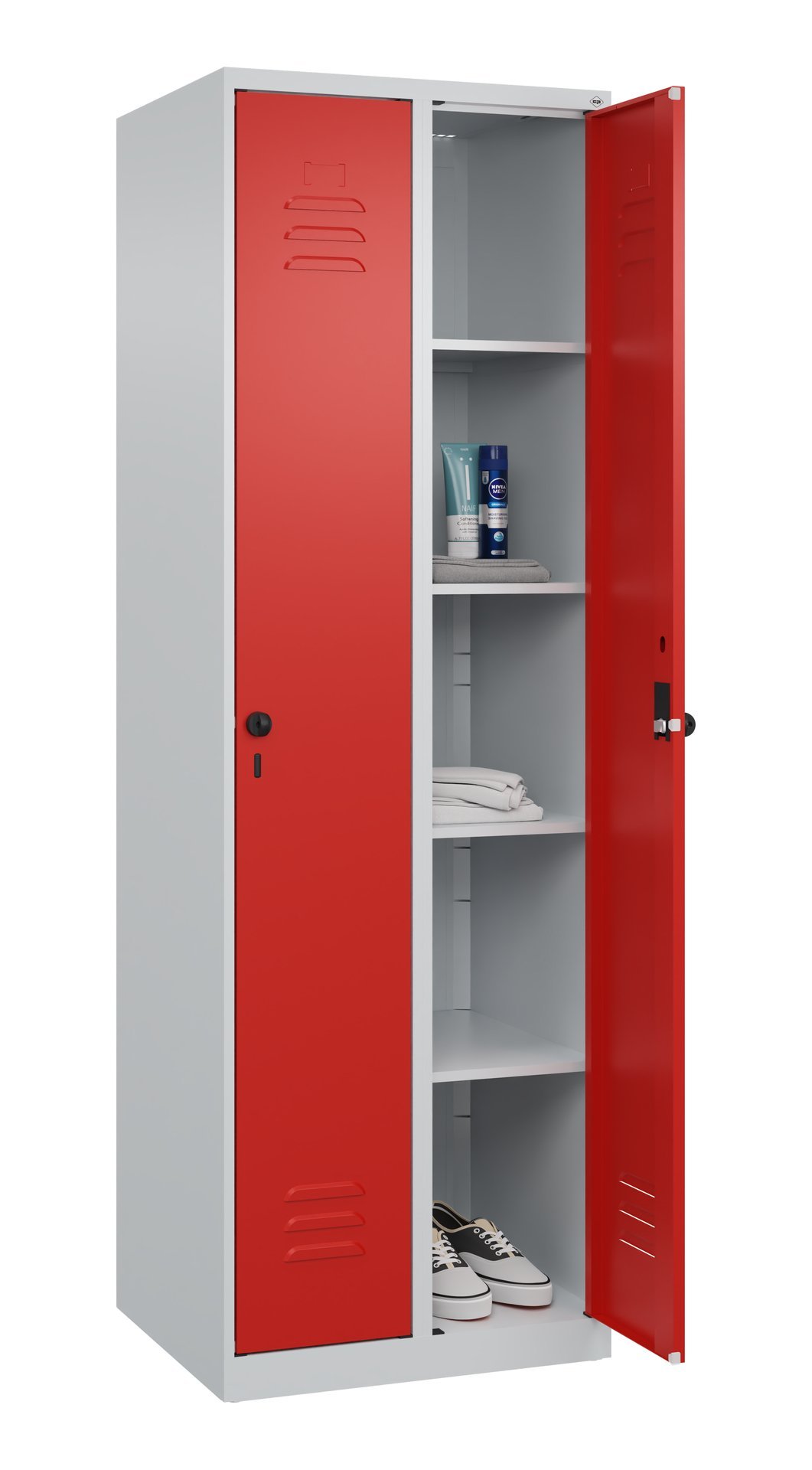 C+P Wäsche-Spind Classic PLUS, 2 Abteile, 1850x600x500mm, 7035/3020 Produktbild img1 L