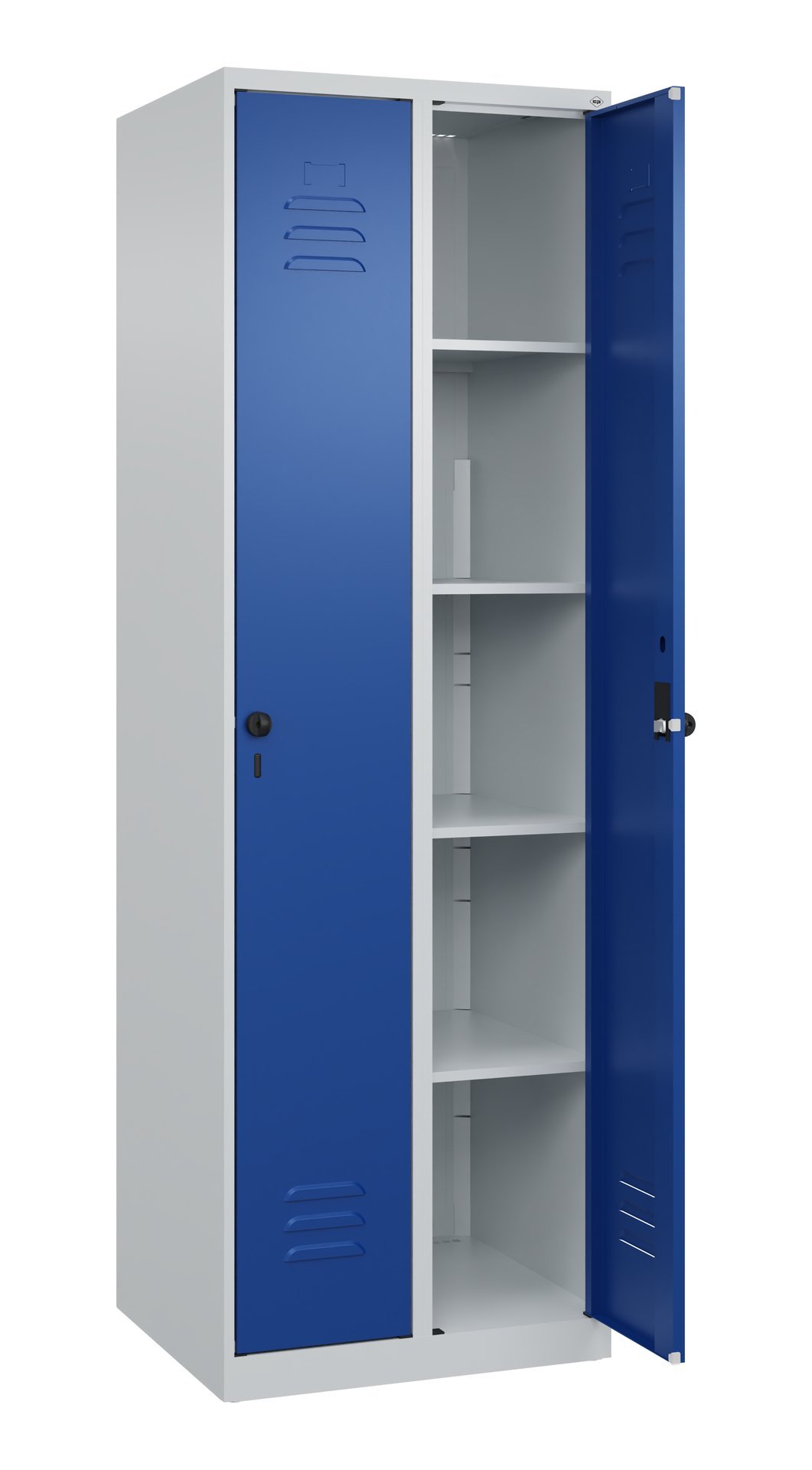C+P Wäsche-Spind Classic PLUS, 2 Abteile, 1850x600x500mm, 7035/5010 Produktbild img2 L