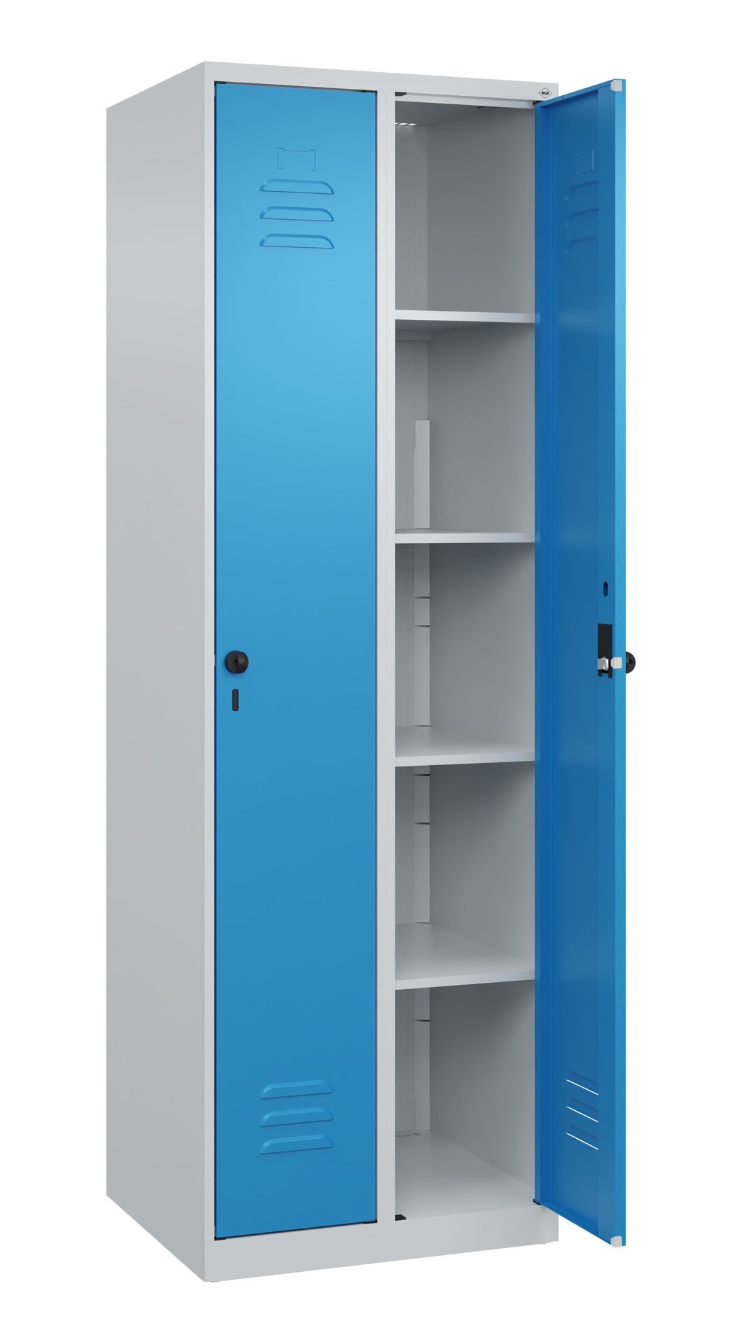 C+P Wäsche-Spind Classic PLUS, 2 Abteile, 1850x600x500mm, 7035/5012 Produktbild img1 L