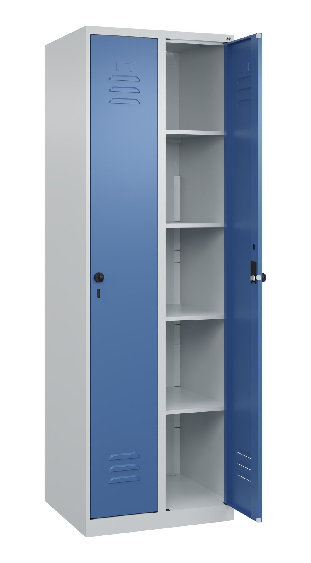 C+P Wäsche-Spind Classic PLUS, 2 Abteile, 1850x600x500mm, 7035/5023 Produktbild img1 L