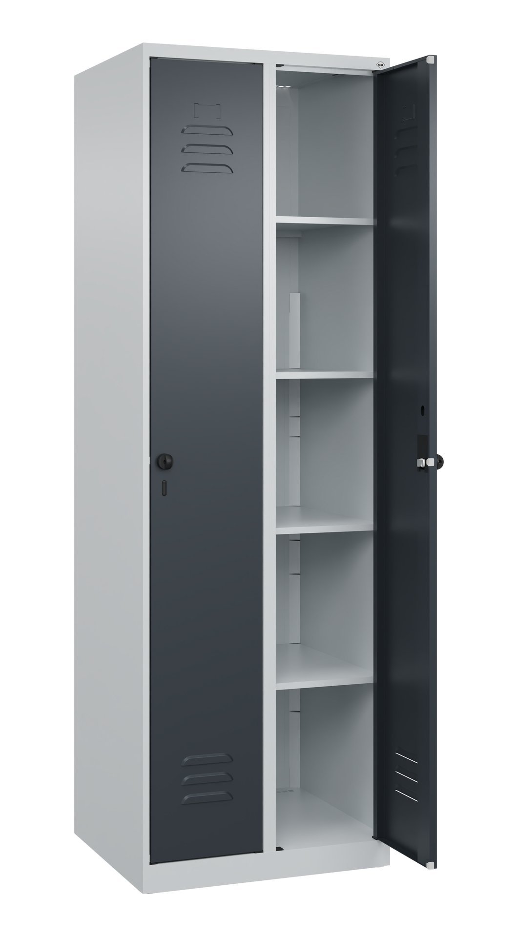 C+P Wäsche-Spind Classic PLUS, 2 Abteile, 1850x600x500mm, 7035/7016 Produktbild img2 L