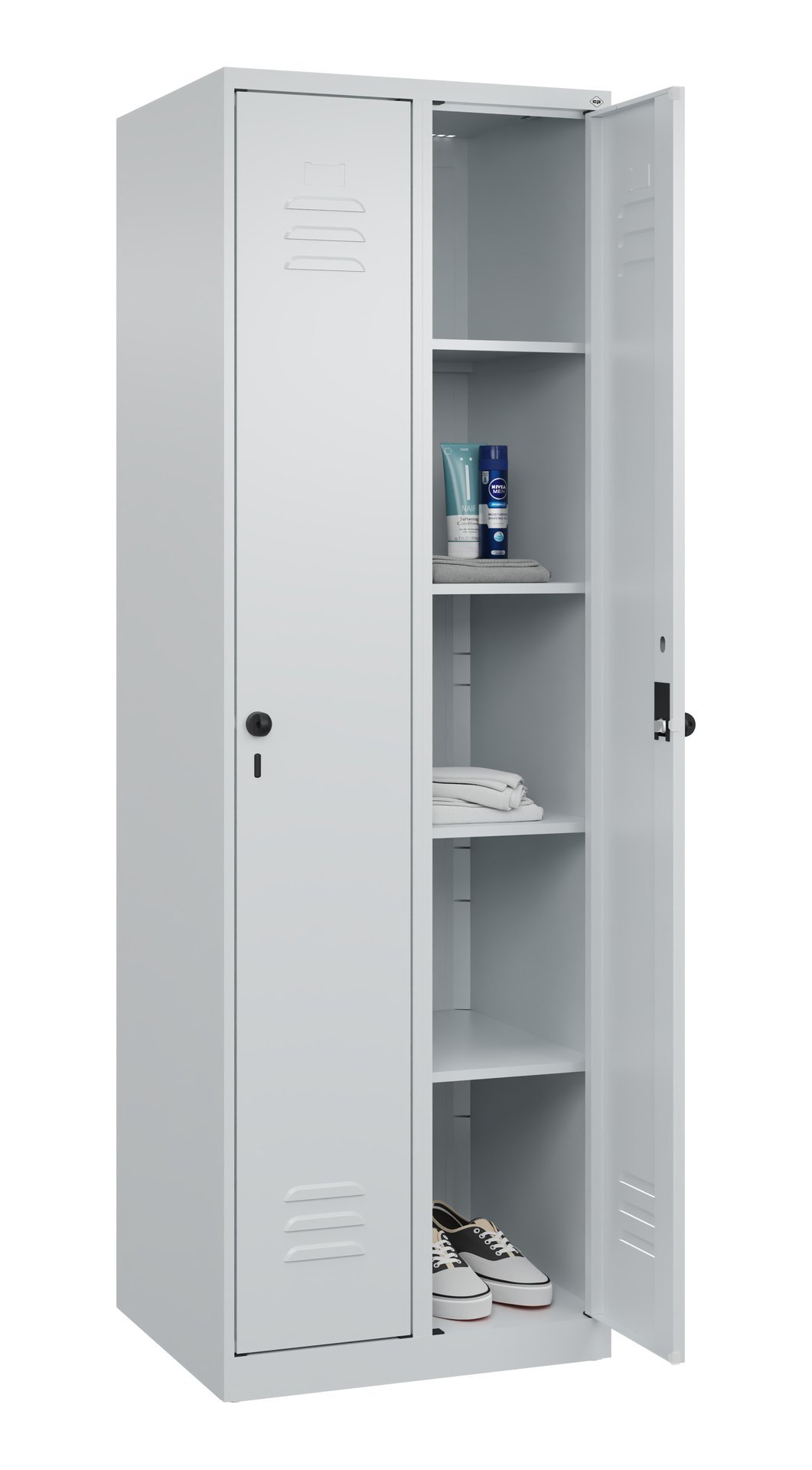 C+P Wäsche-Spind Classic PLUS, 2 Abteile, 1850x600x500mm, 7035/7035 Produktbild img1 L