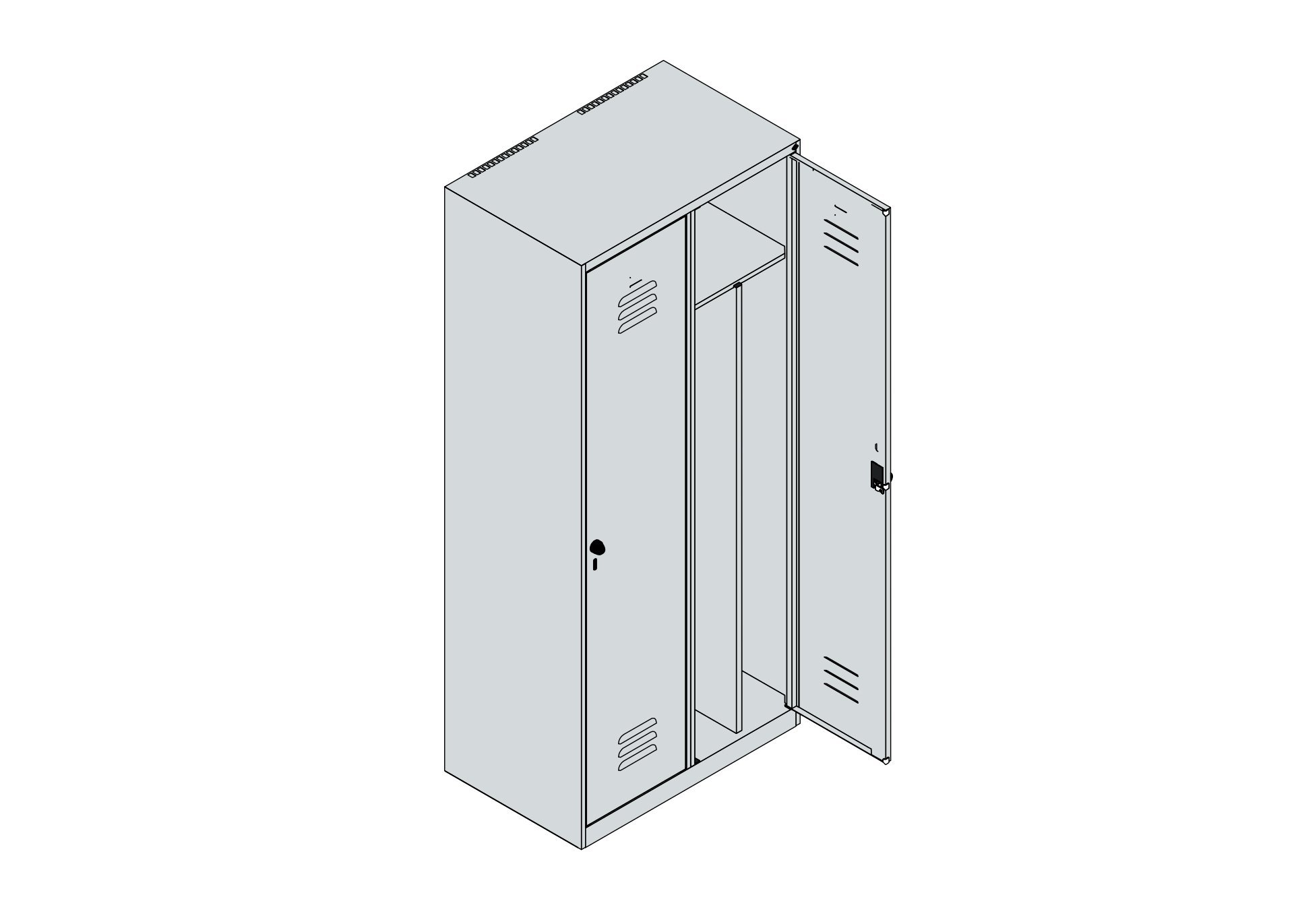 C+P Spind Classic PLUS, 2 Abteile, 1850x800x500mm, 7035/0024 Produktbild img5 L