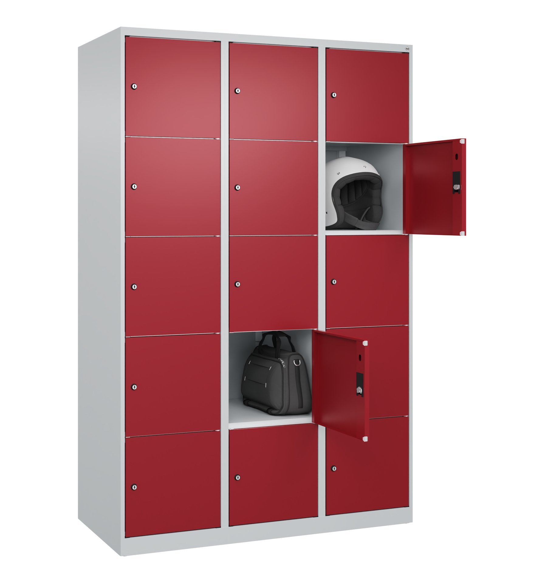 C+P Schließfachschrank Classic PLUS, 15 Fächer, 1850x1200x500mm, 7035/3003 Produktbild img1 L