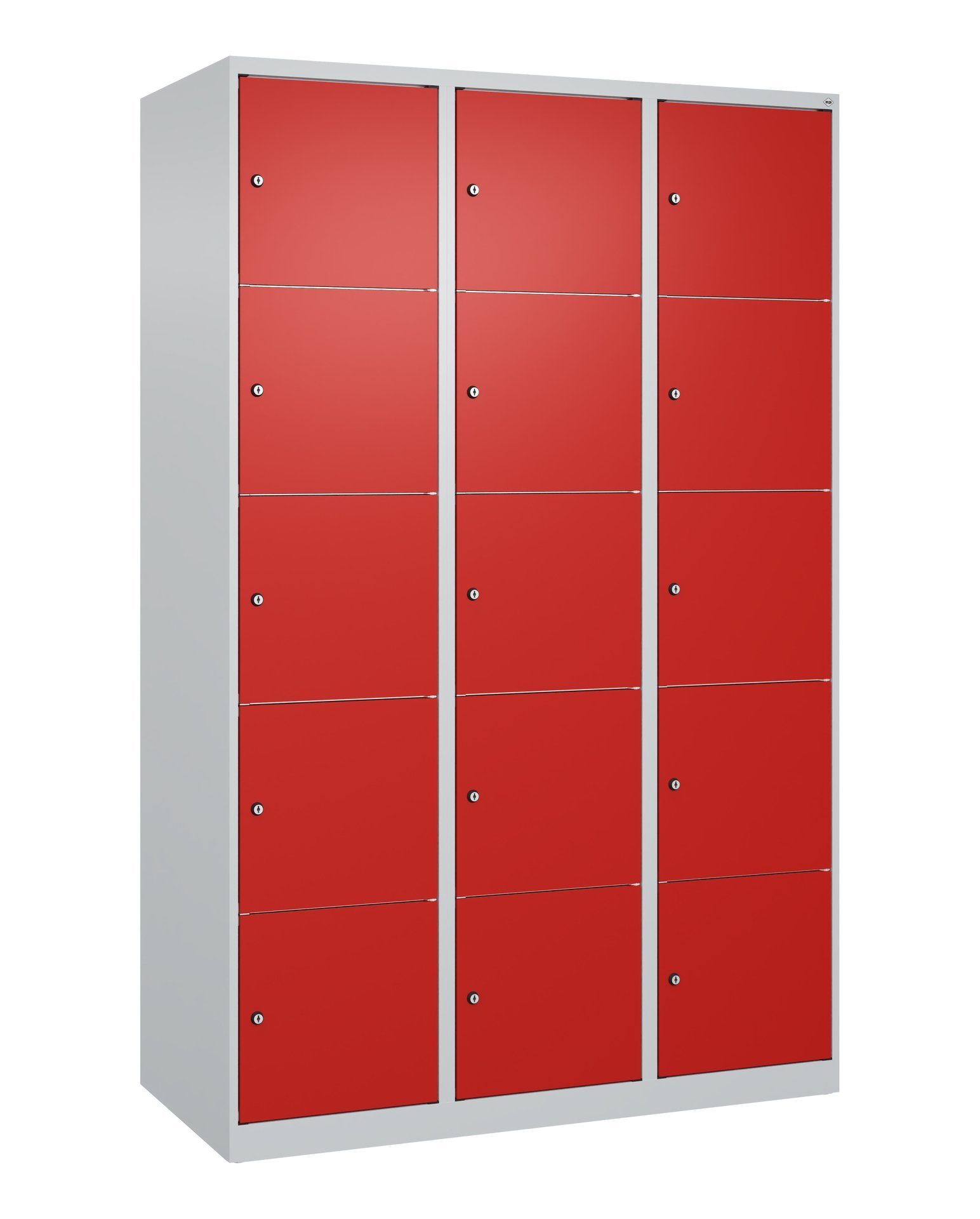 C+P Schließfachschrank Classic PLUS, 15 Fächer, 1850x1200x500mm, 7035/3020 Produktbild img3 L