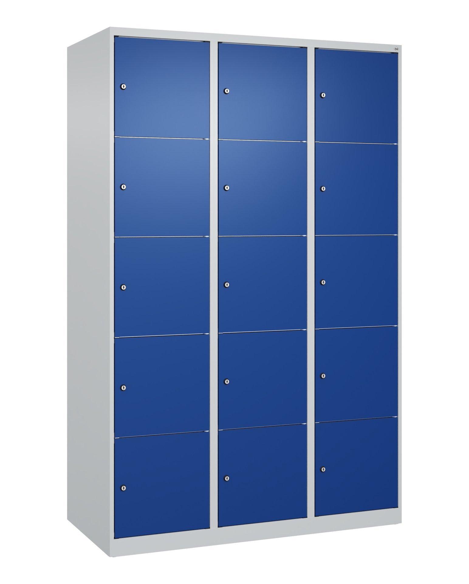C+P Schließfachschrank Classic PLUS, 15 Fächer, 1850x1200x500mm, 7035/5010 Produktbild img3 L