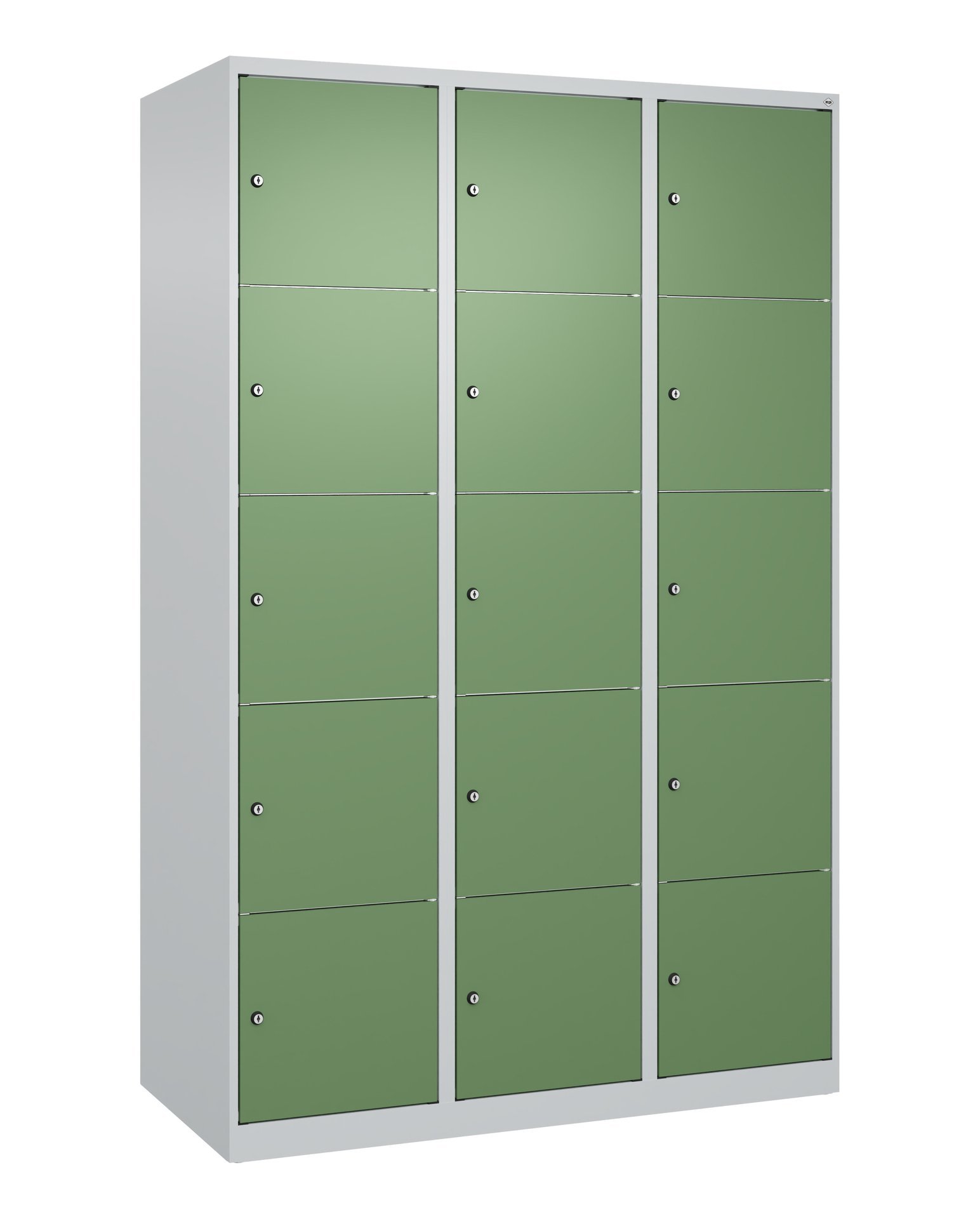 C+P Schließfachschrank Classic PLUS, 15 Fächer, 1850x1200x500mm, 7035/6011 Produktbild img3 L