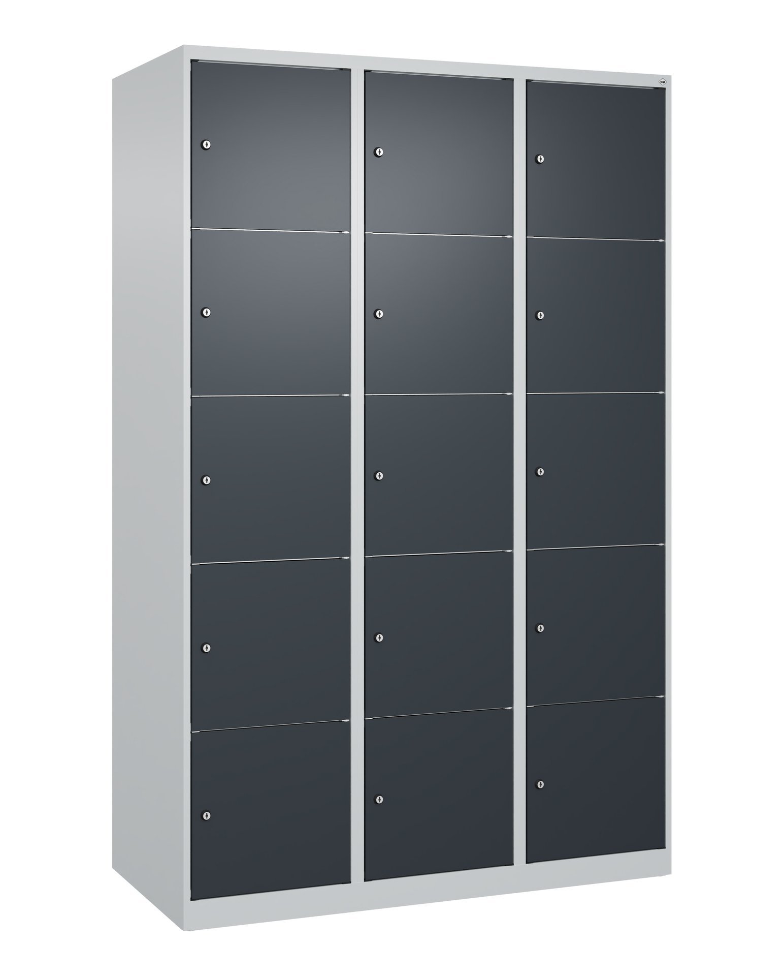 C+P Schließfachschrank Classic PLUS, 15 Fächer, 1850x1200x500mm, 7035/7016 Produktbild img3 L