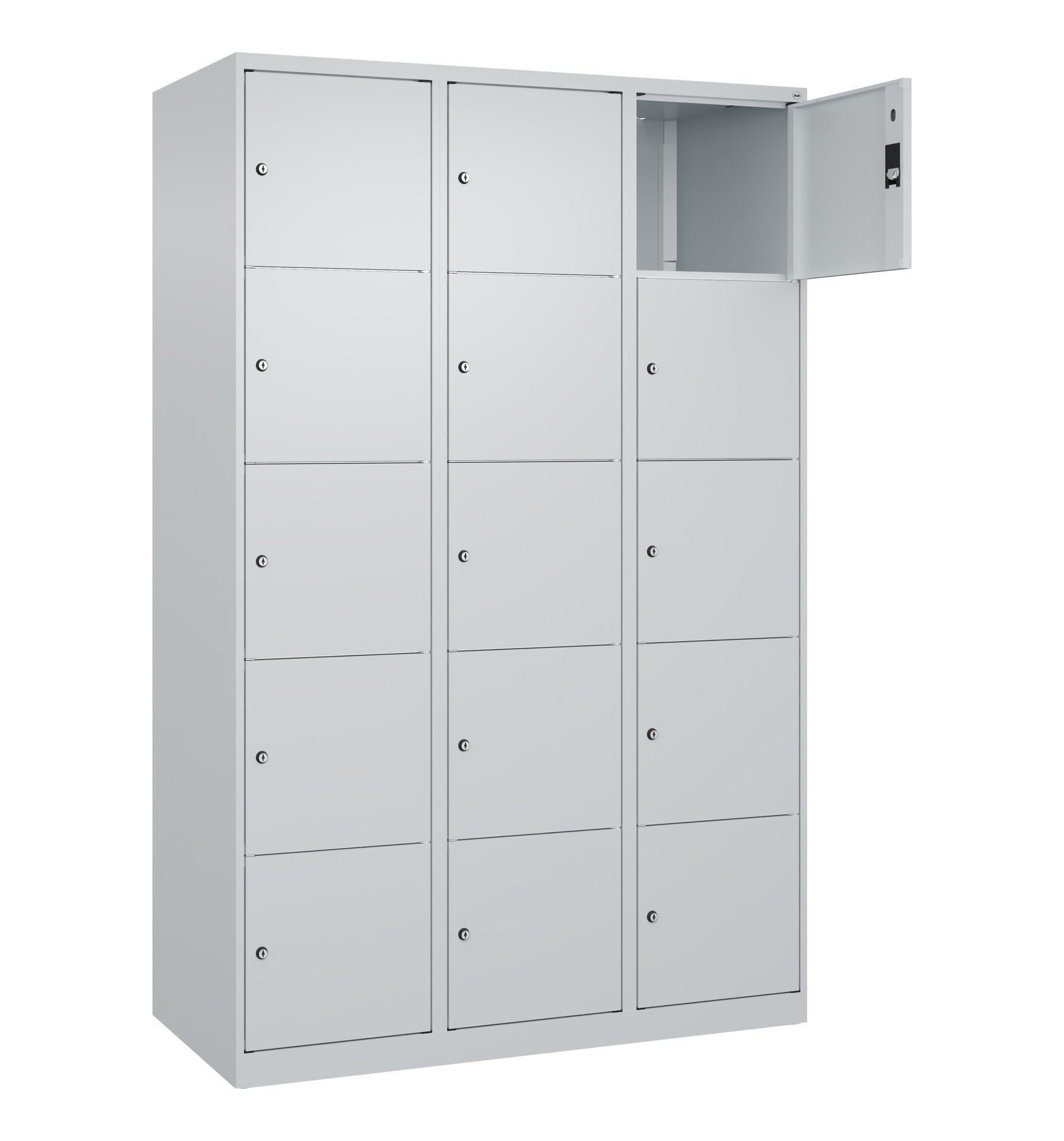 C+P Schließfachschrank Classic PLUS, 15 Fächer, 1850x1200x500mm, 7035/7035 Produktbild img2 L