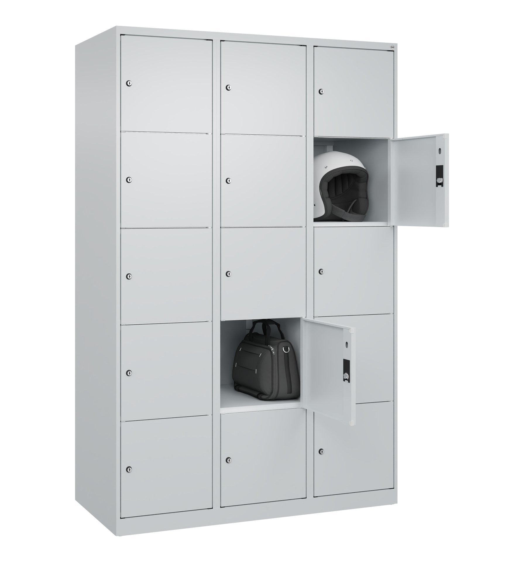 C+P Schließfachschrank Classic PLUS, 15 Fächer, 1850x1200x500mm, 7035/7035 Produktbild img1 L