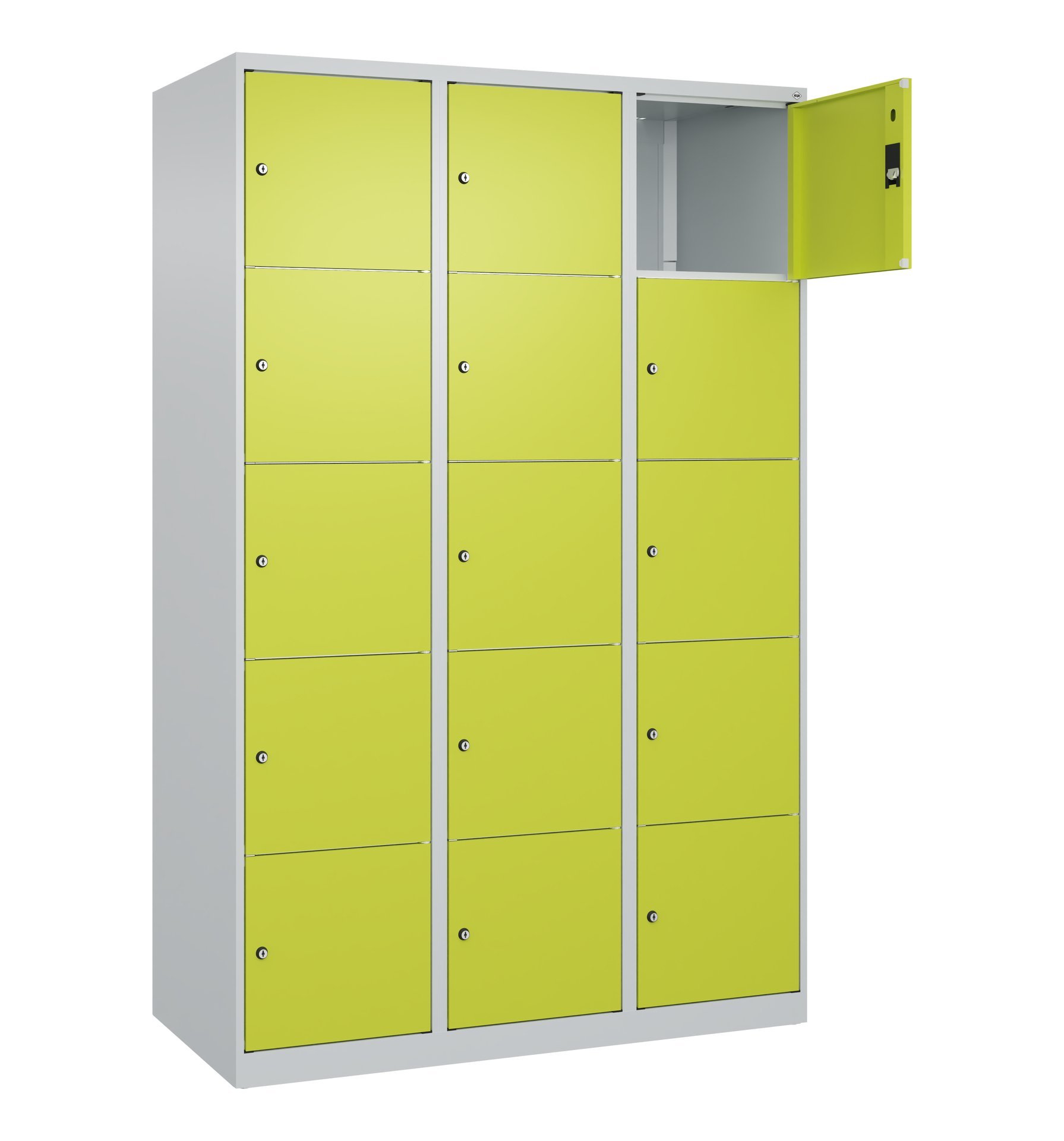C+P Schließfachschrank Classic PLUS, 15 Fächer, 1850x1200x500mm, 7035/0024 Produktbild img2 L