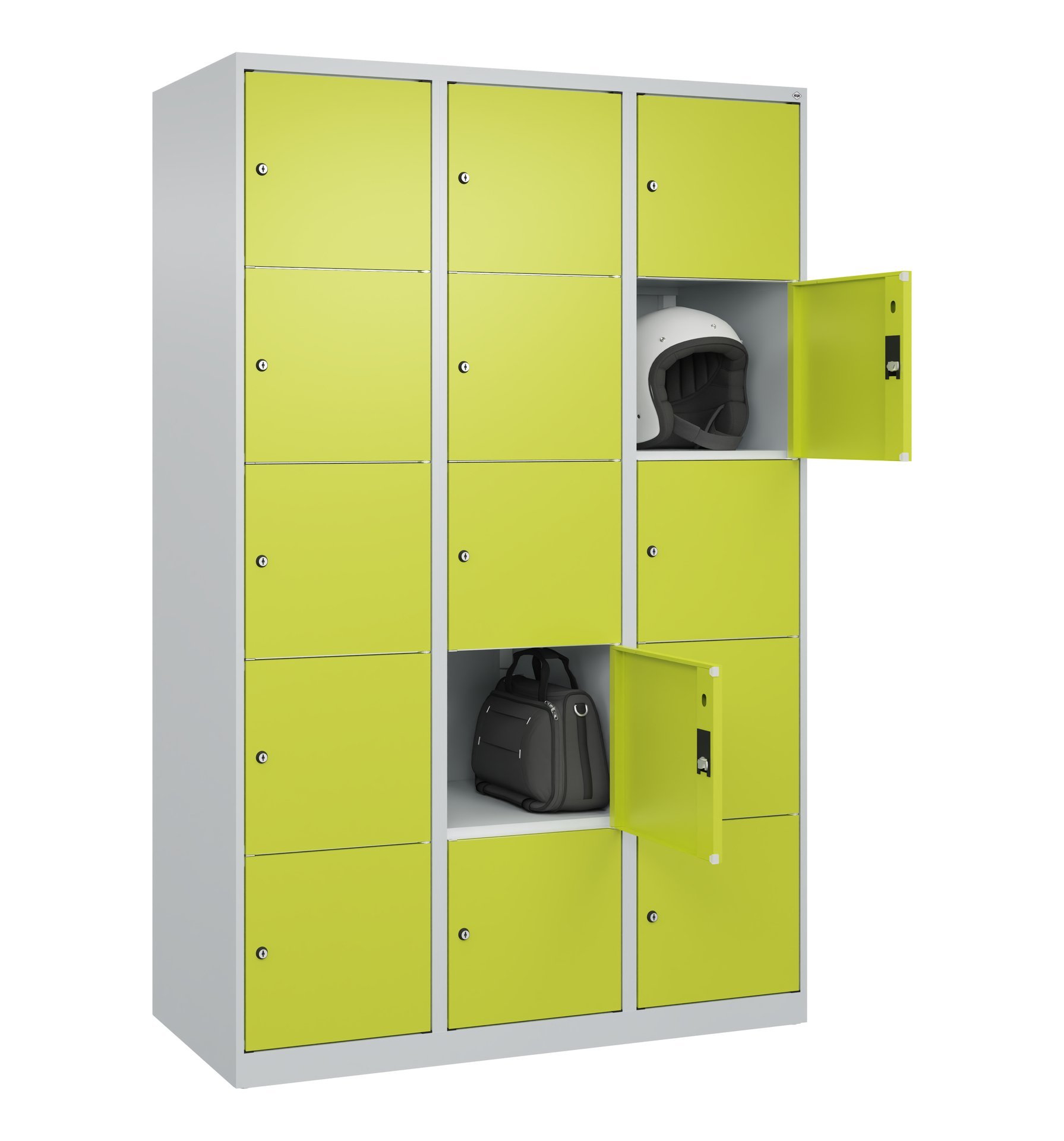 C+P Schließfachschrank Classic PLUS, 15 Fächer, 1850x1200x500mm, 7035/0024 Produktbild img1 L