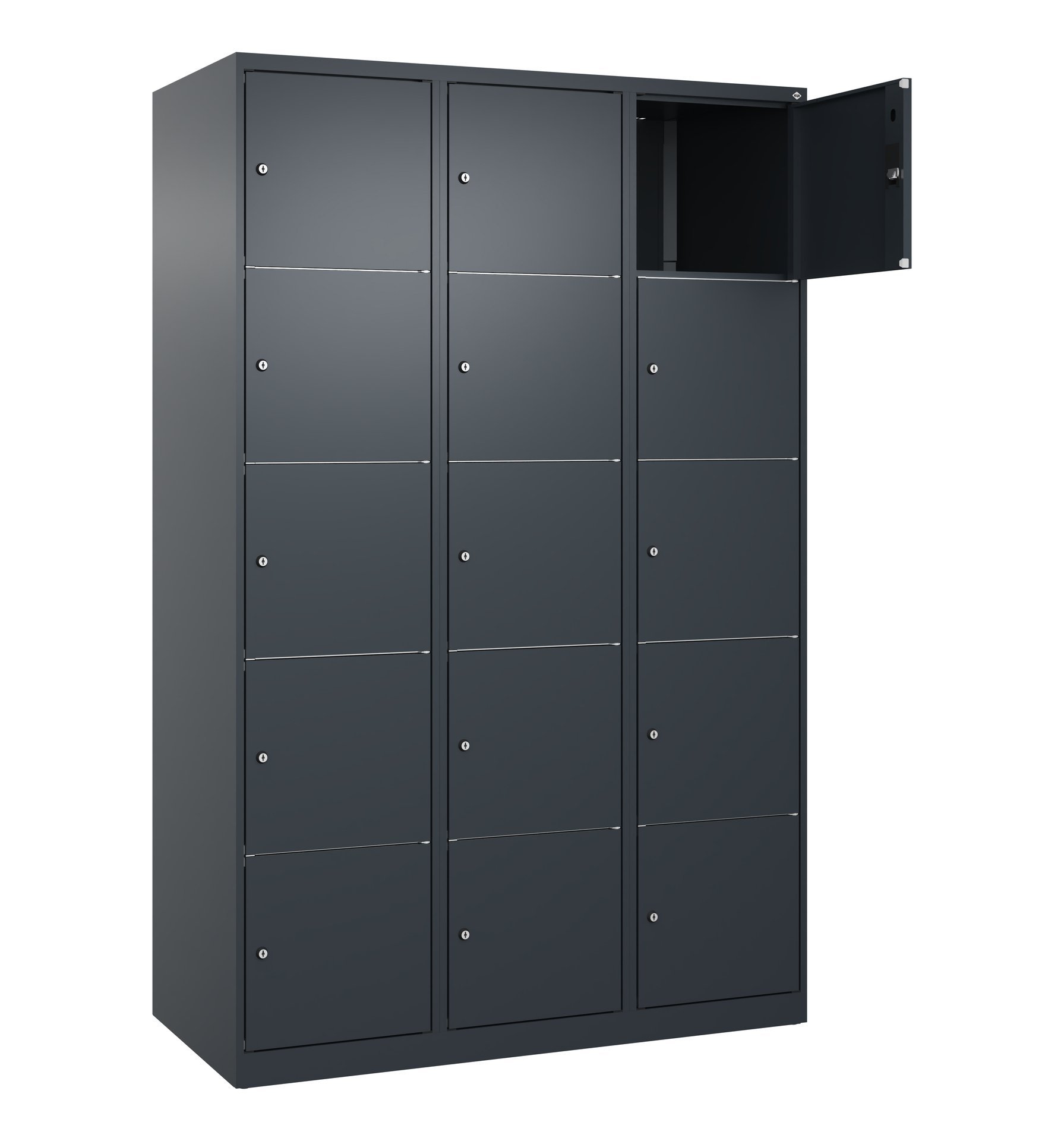 C+P Schließfachschrank Classic PLUS, 15 Fächer, 1850x1200x500mm, 7016/7016 Produktbild img2 L