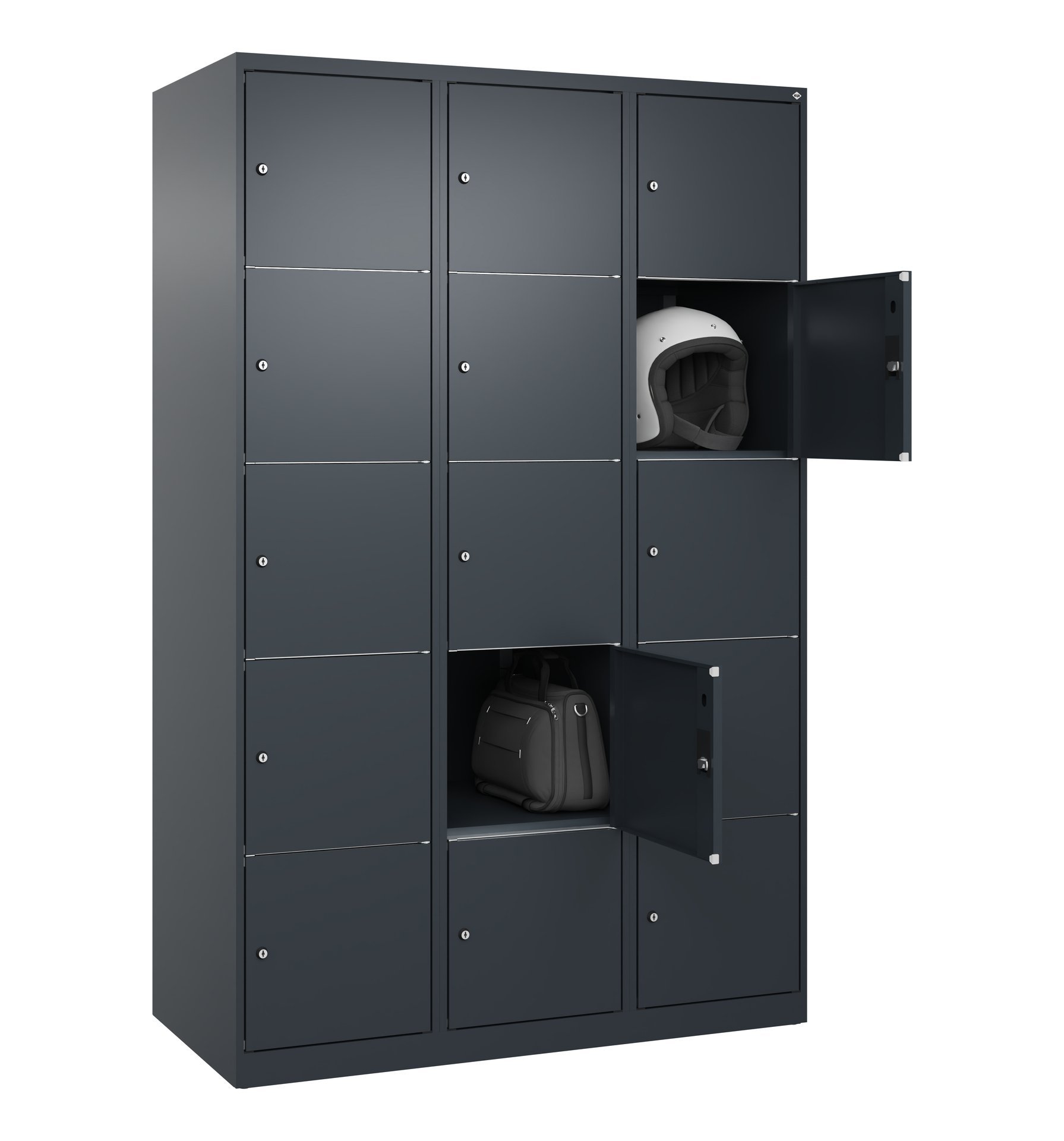 C+P Schließfachschrank Classic PLUS, 15 Fächer, 1850x1200x500mm, 7016/7016 Produktbild img1 L