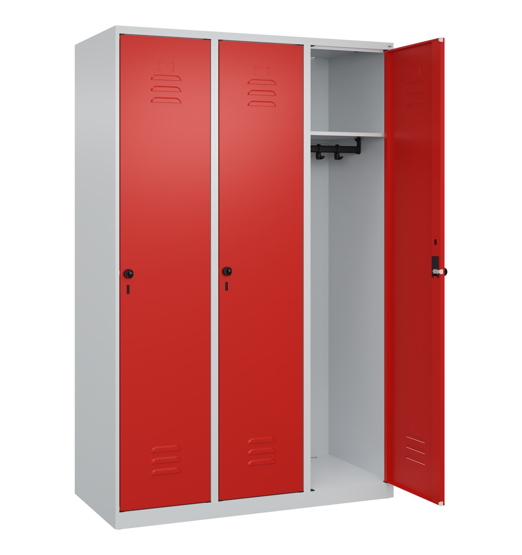 C+P Spind Classic PLUS, 3 Abteile, 1850x1200x500mm, 7035/3020 Produktbild img2 L