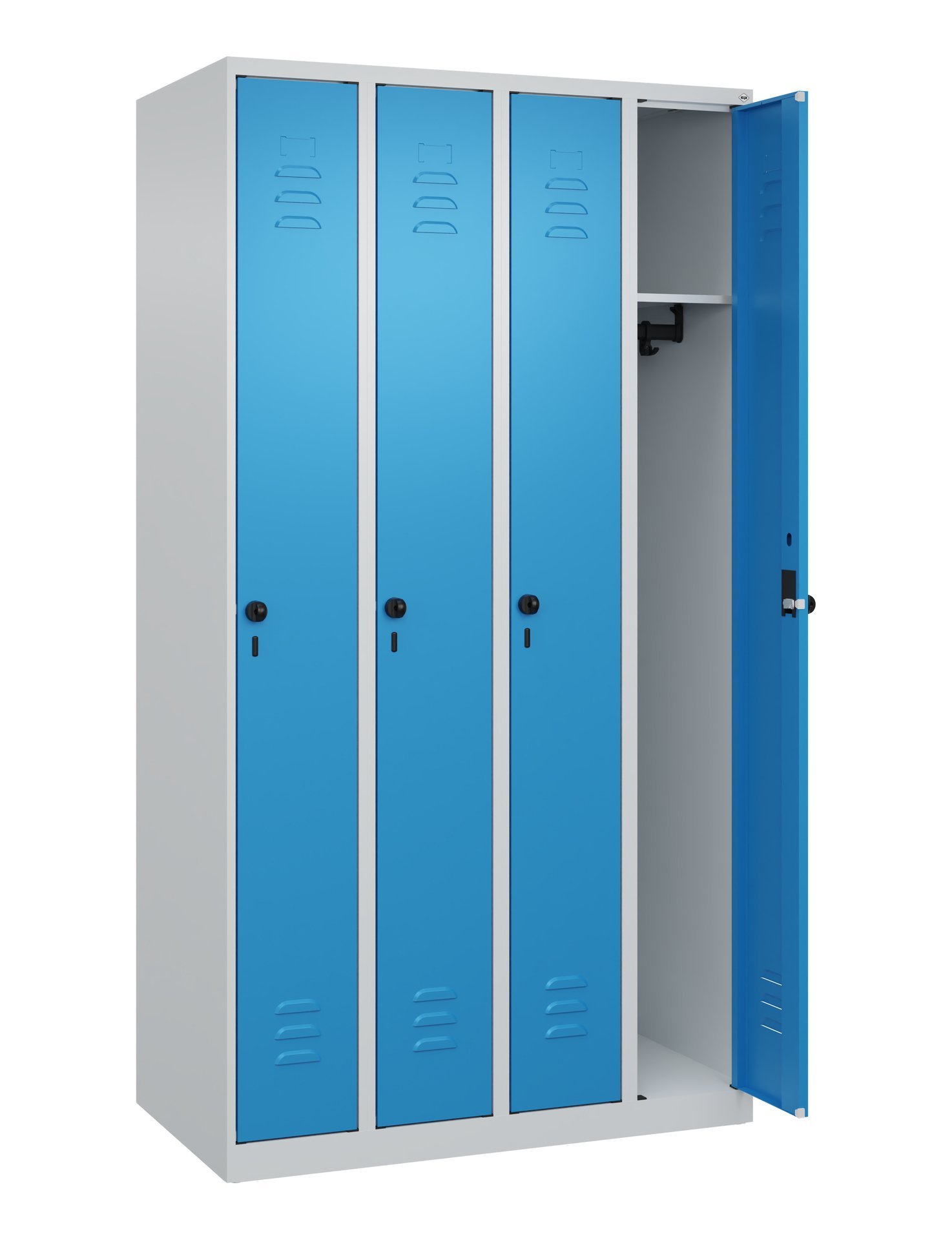 C+P Spind Classic PLUS, 4 Abteile, 1850x1000x500mm, 7035/5012 Produktbild img1 L