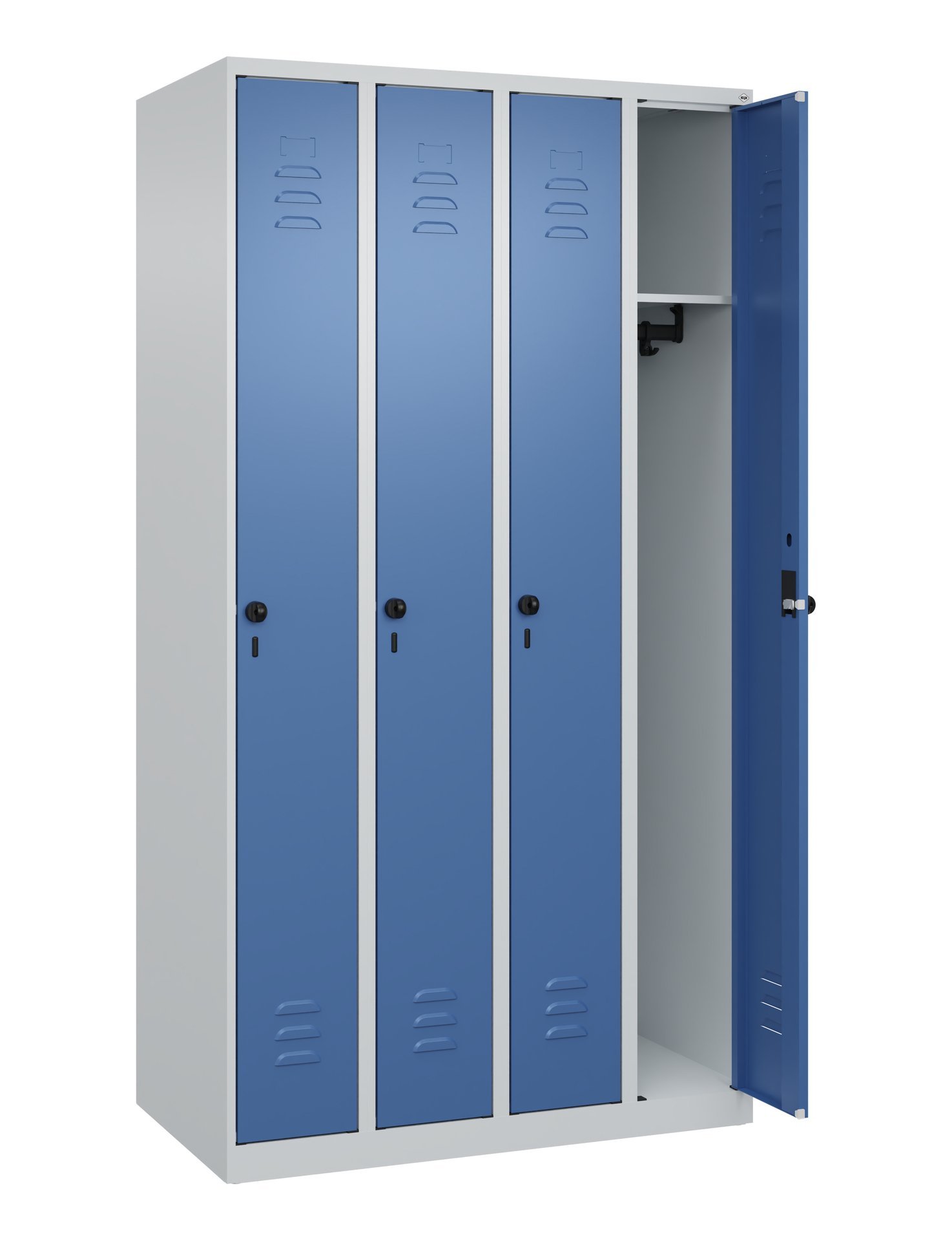 C+P Spind Classic PLUS, 4 Abteile, 1850x1000x500mm, 7035/5023 Produktbild img1 L