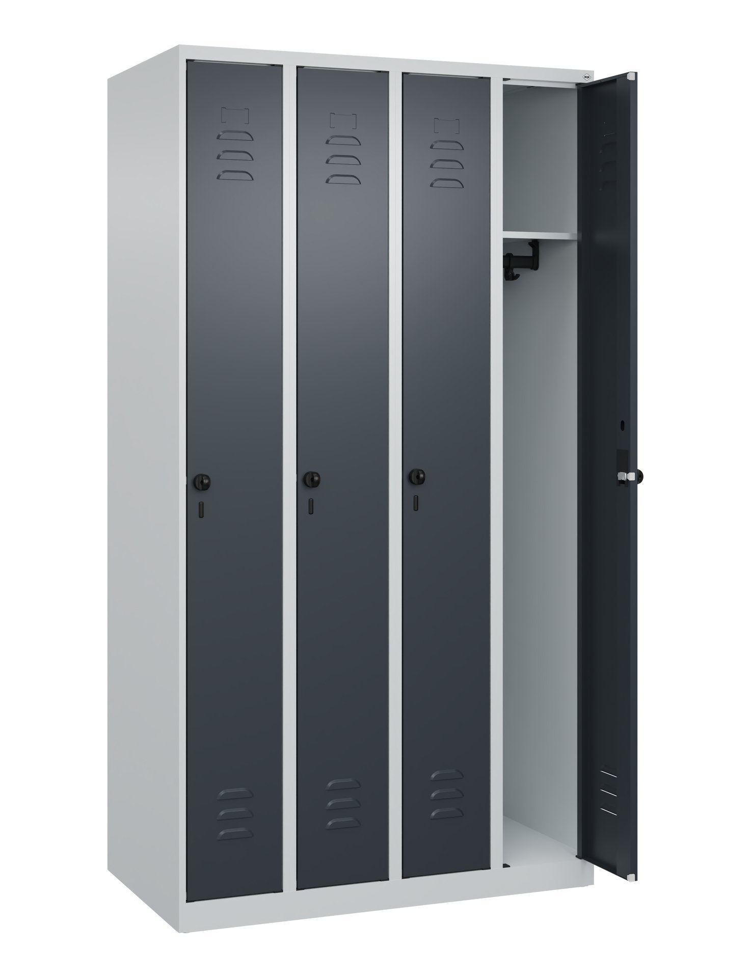 C+P Spind Classic PLUS, 4 Abteile, 1850x1000x500mm, 7035/7016 Produktbild img1 L