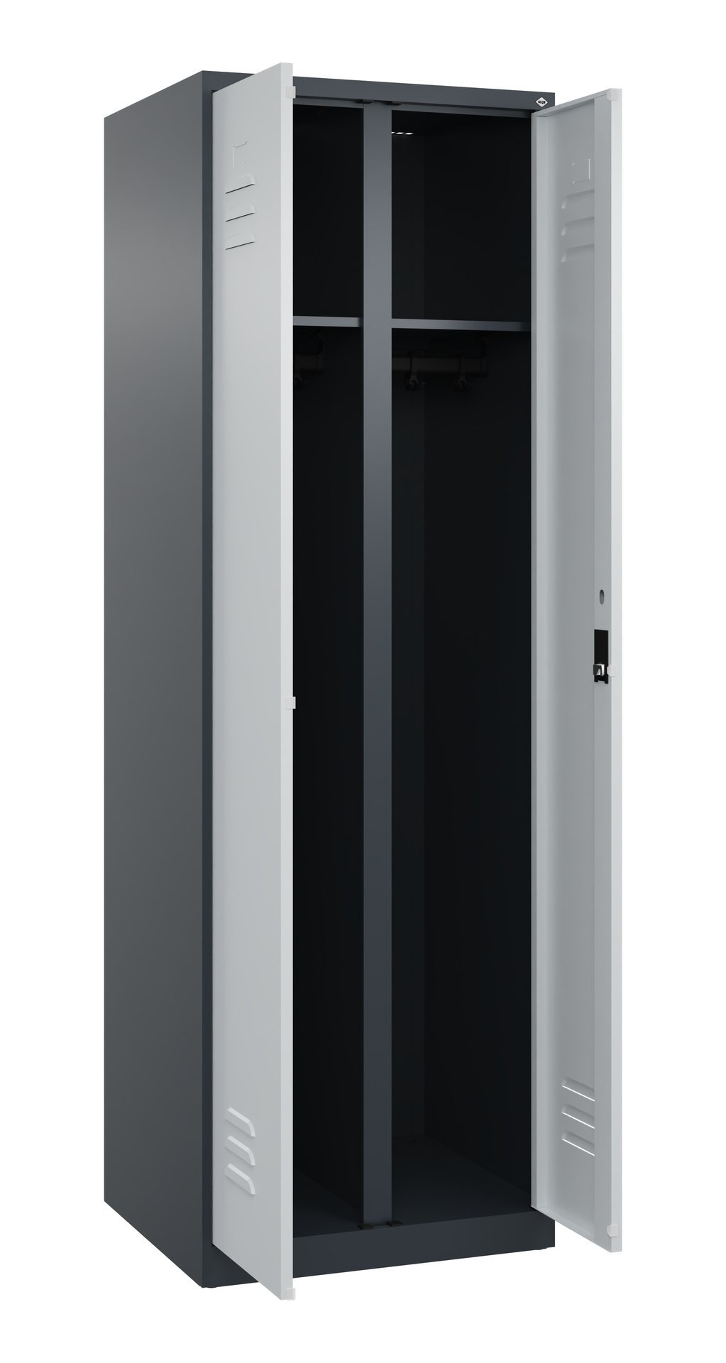 C+P Schwarz-Weiß-Spind Classic PLUS, 2 Abteile, 1850x600x500mm, 7016/7035 Produktbild img1 L