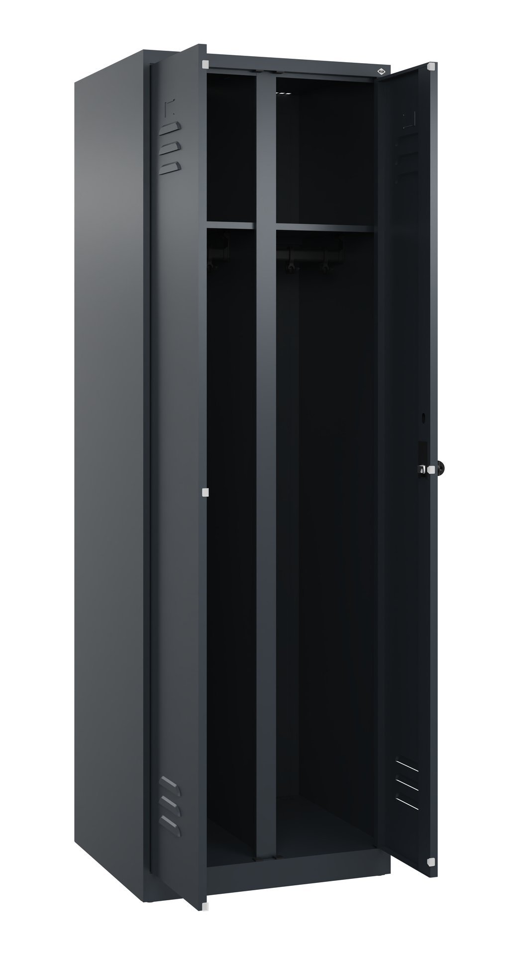 C+P Schwarz-Weiß-Spind Classic PLUS, 2 Abteile, 1850x600x500mm, 7016/7016 Produktbild img1 L