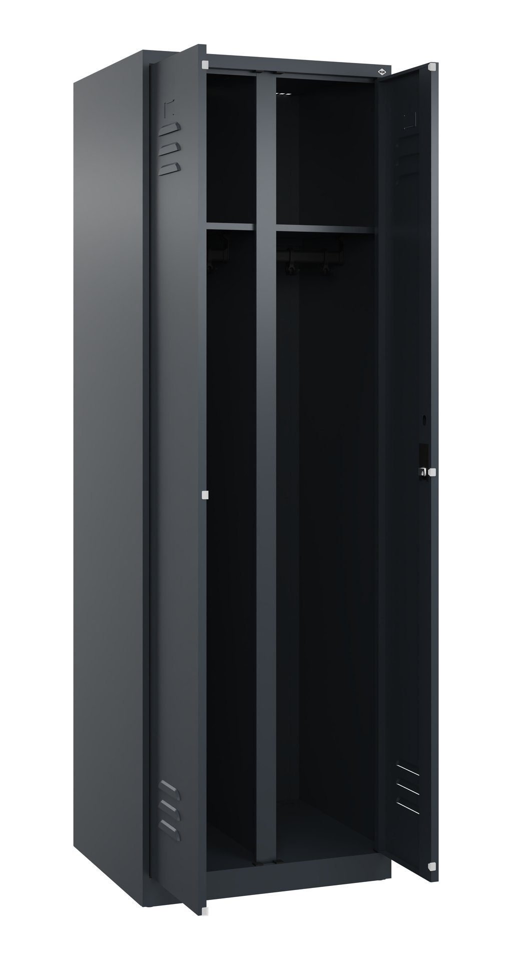 C+P Schwarz-Weiß-Spind Classic PLUS, 2 Abteile, 1850x600x500mm, 7016/7016 Produktbild img1 L
