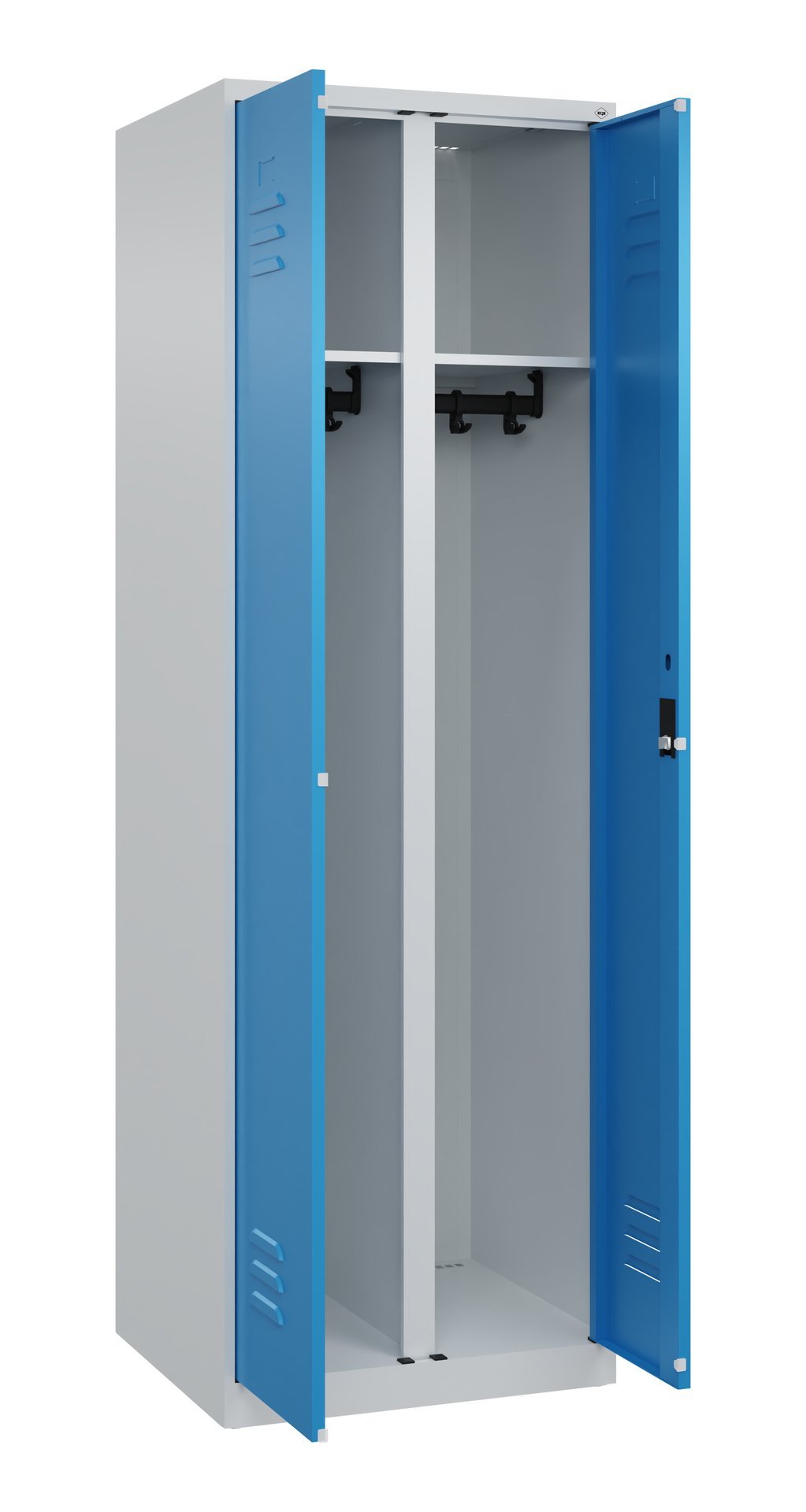 C+P Schwarz-Weiß-Spind Classic PLUS, 2 Abteile, 1850x600x500mm, 7035/5012 Produktbild img1 L