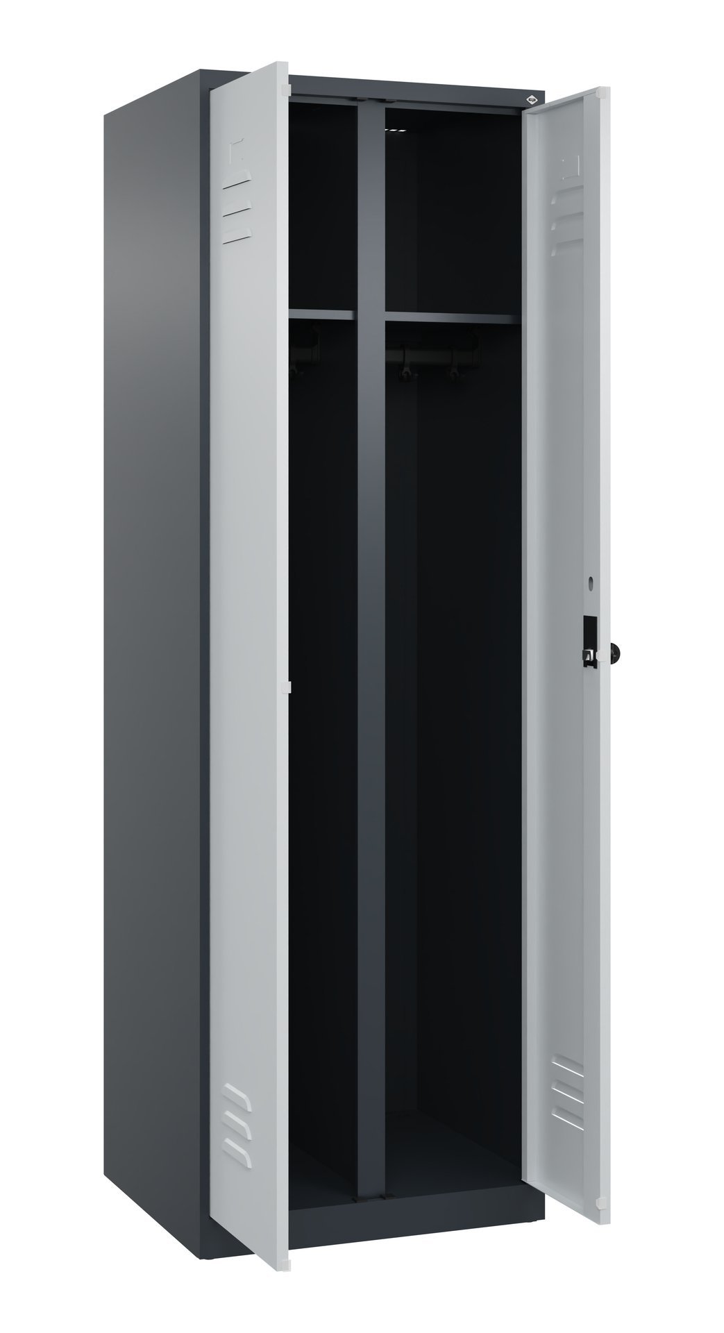 C+P Schwarz-Weiß-Spind Classic PLUS, 2 Abteile, 1850x600x500mm, 7016/7035 Produktbild img1 L