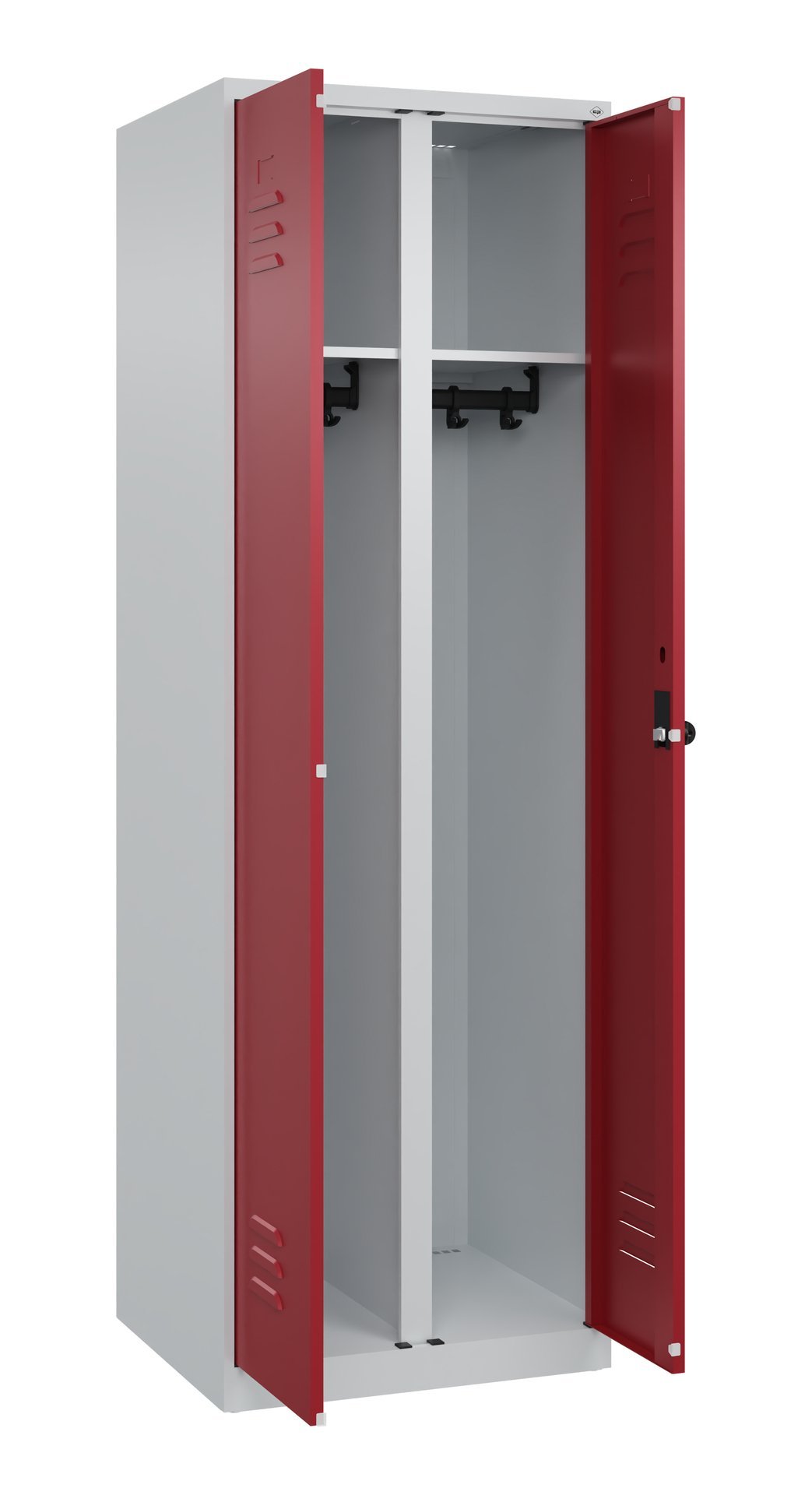 C+P Schwarz-Weiß-Spind Classic PLUS, 2 Abteile, 1850x600x500mm, 7035/3003 Produktbild img1 L