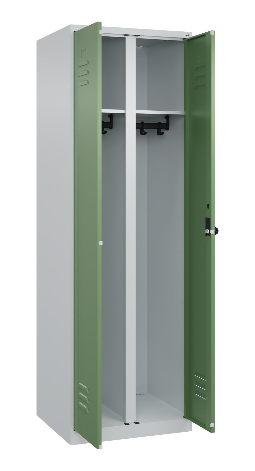 C+P Schwarz-Weiß-Spind Classic PLUS, 2 Abteile, 1850x600x500mm, 7035/6011 Produktbild img1 L