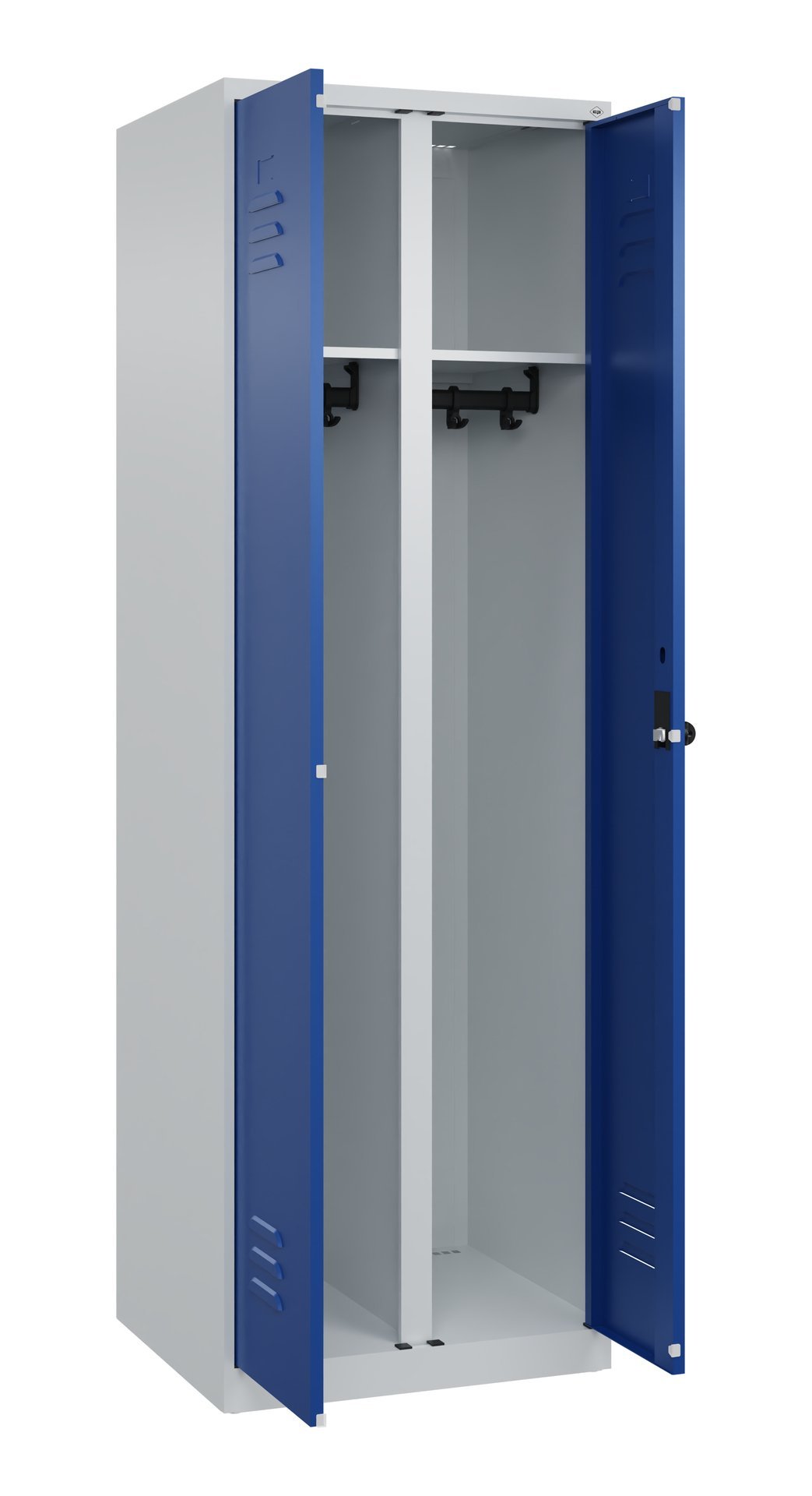 C+P Schwarz-Weiß-Spind Classic PLUS, 2 Abteile, 1850x600x500mm, 7035/5010 Produktbild img1 L