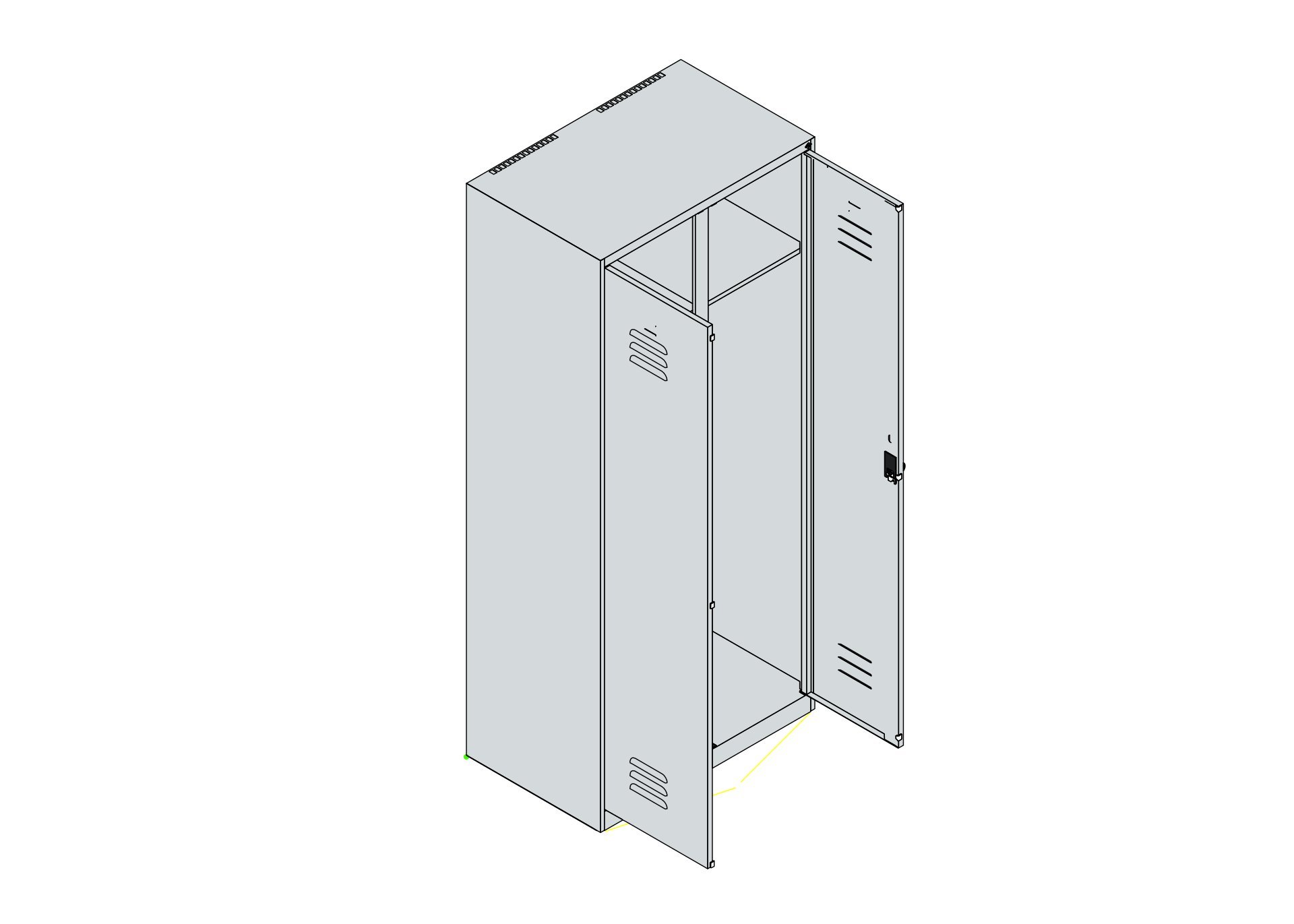 C+P Schwarz-Weiß-Spind Classic PLUS, 2 Abteile, 1850x800x500mm, 7035/5012 Produktbild img5 L