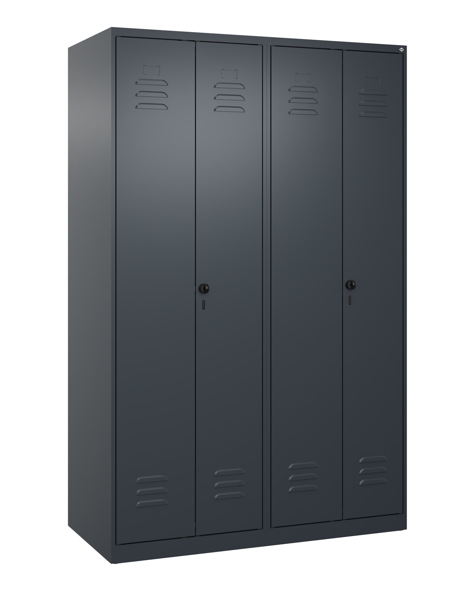 C+P Schwarz-Weiß-Spind Classic PLUS, 4 Abteile, 1850x1200x500mm, 7016/7016 Produktbild img2 L
