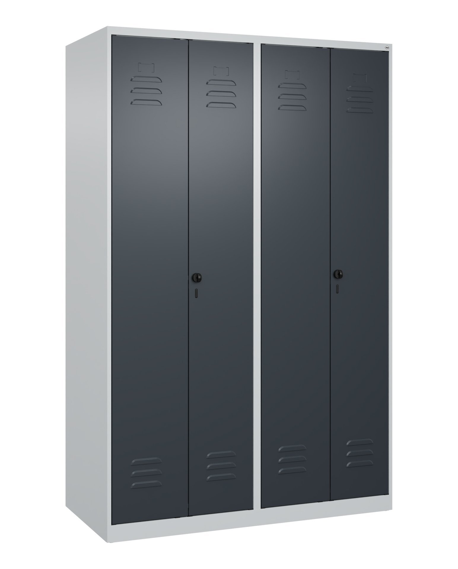C+P Schwarz-Weiß-Spind Classic PLUS, 4 Abteile, 1850x1200x500mm, 7035/7016 Produktbild img2 L