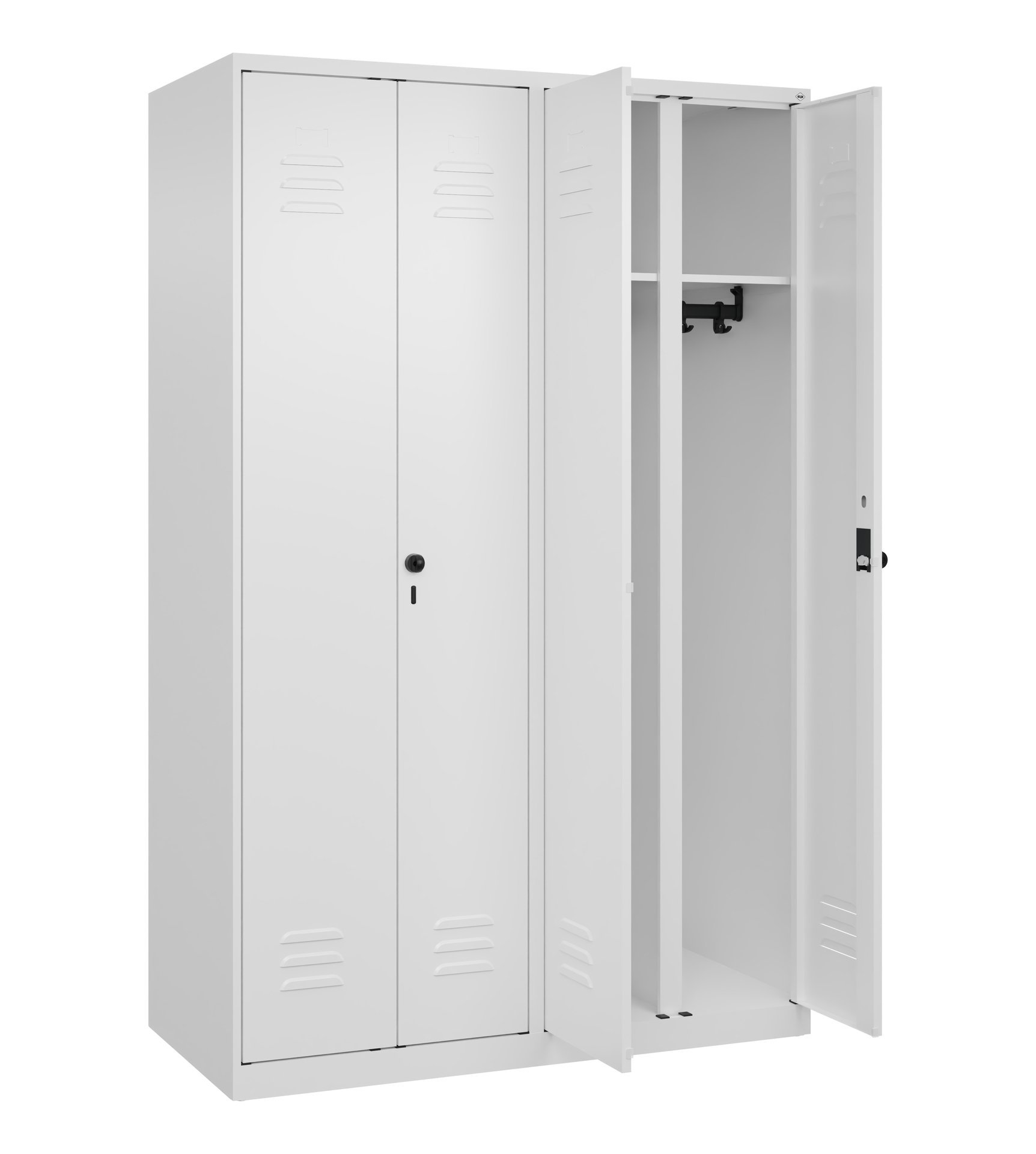 C+P Schwarz-Weiß-Spind Classic PLUS, 4 Abteile, 1850x1200x500mm, 9016/9016 Produktbild img1 L