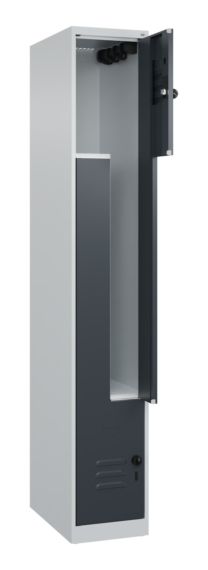 C+P Z-Spind Classic PLUS, 2 Fächer, 1850x300x500mm, 7035/7016 Produktbild img1 L