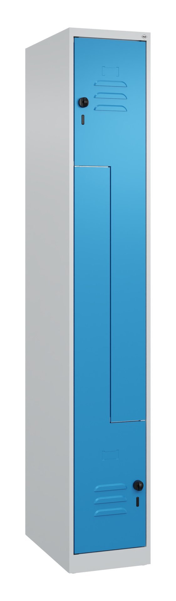 C+P Z-Spind Classic PLUS, 2 Fächer, 1850x300x500mm, 7035/5012 Produktbild img2 L