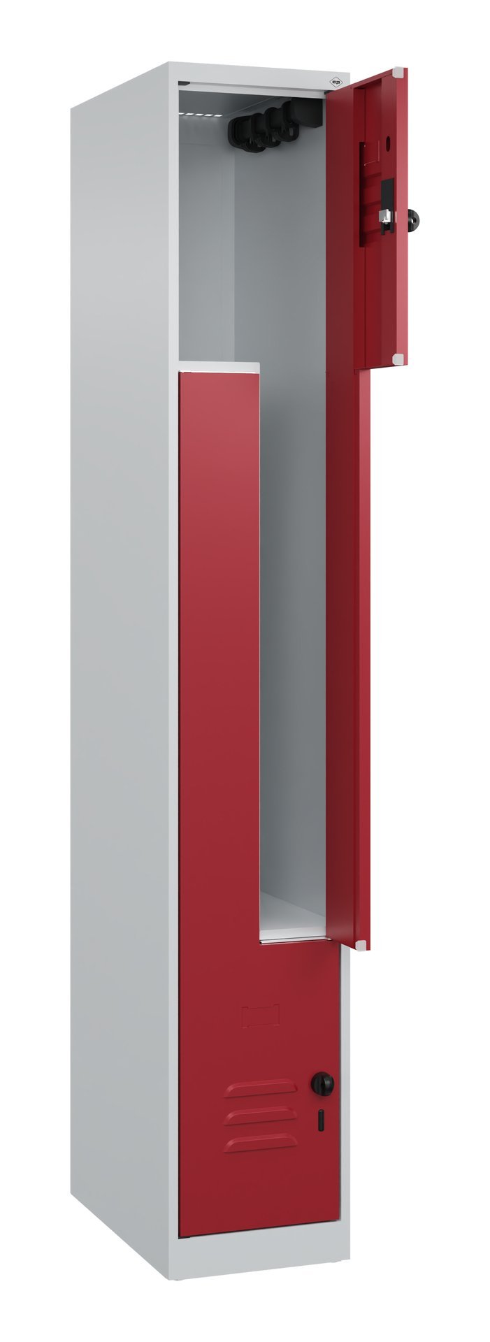 C+P Z-Spind Classic PLUS, 2 Fächer, 1850x300x500mm, 7035/3003 Produktbild img1 L