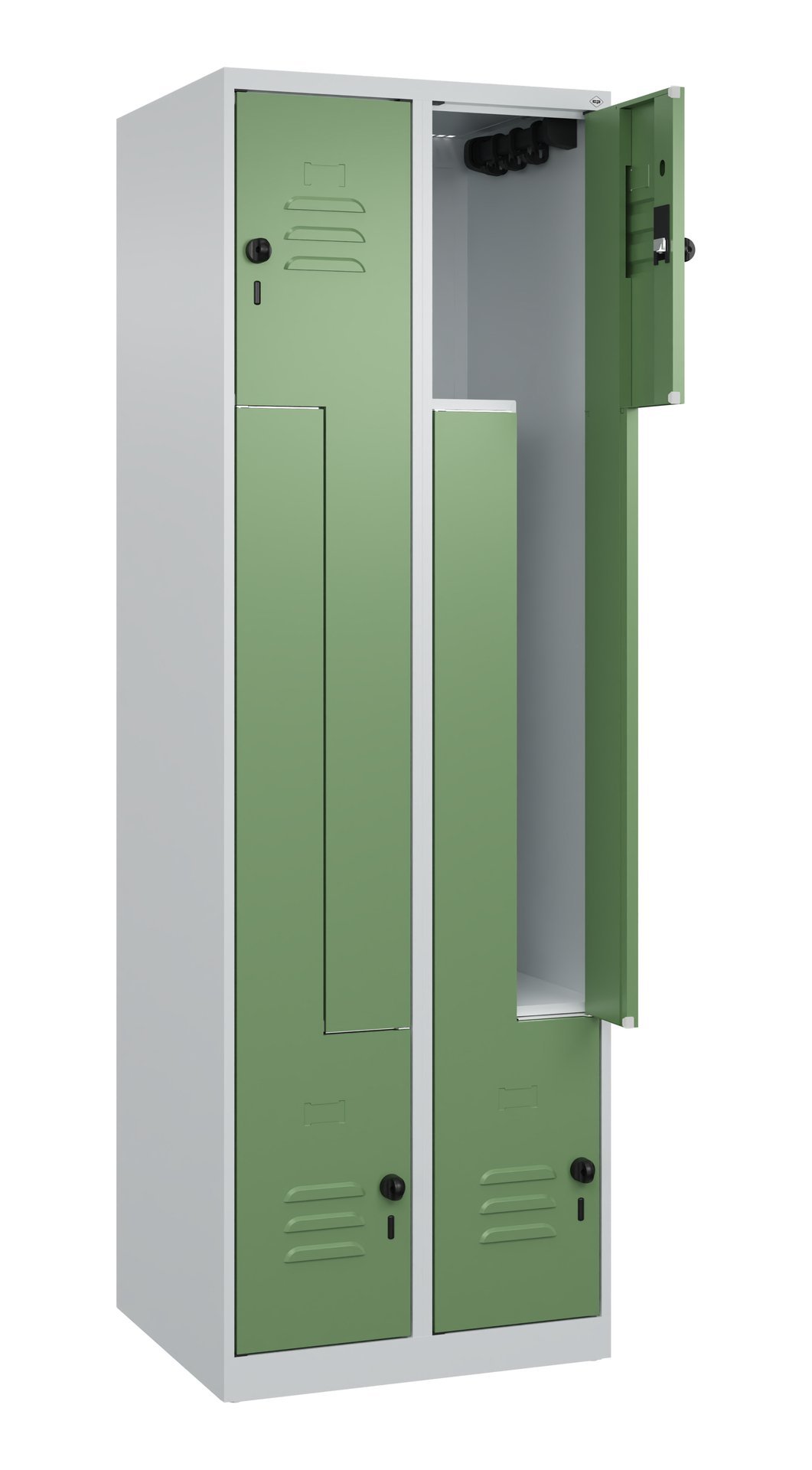 C+P Z-Spind Classic PLUS, 4 Fächer, 1850x600x500mm, 7035/6011 Produktbild img1 L