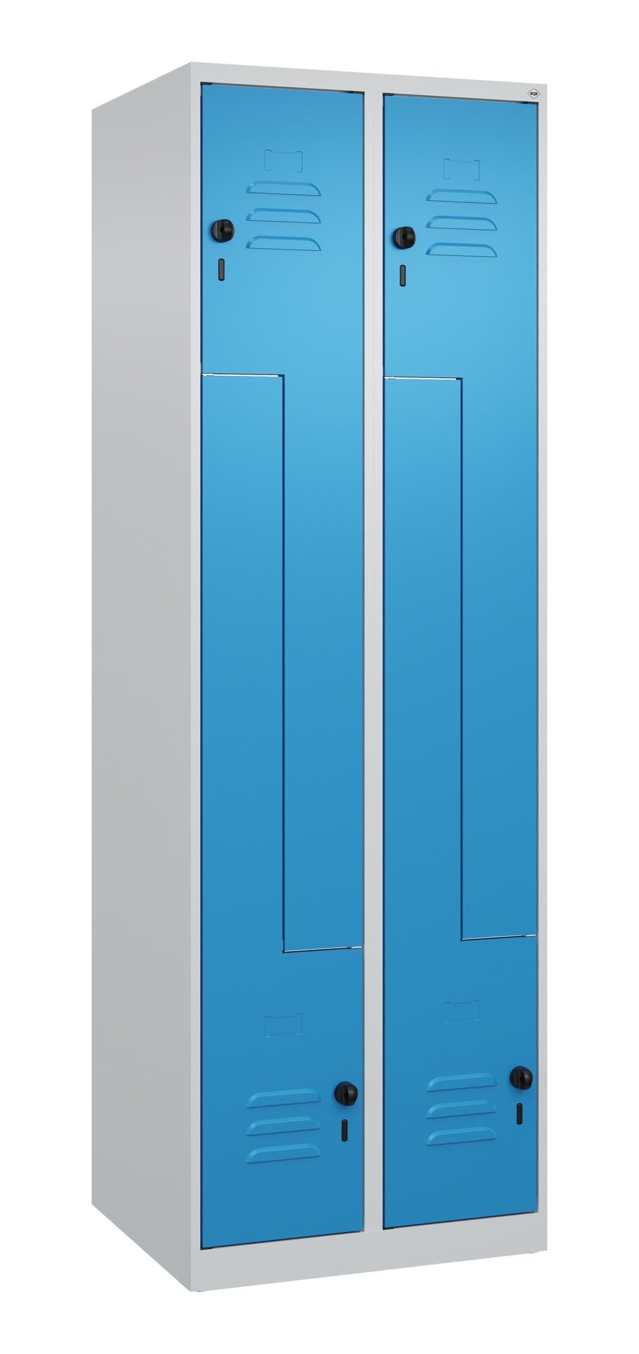 C+P Z-Spind Classic PLUS, 4 Fächer, 1850x600x500mm, 7035/5012 Produktbild img2 L