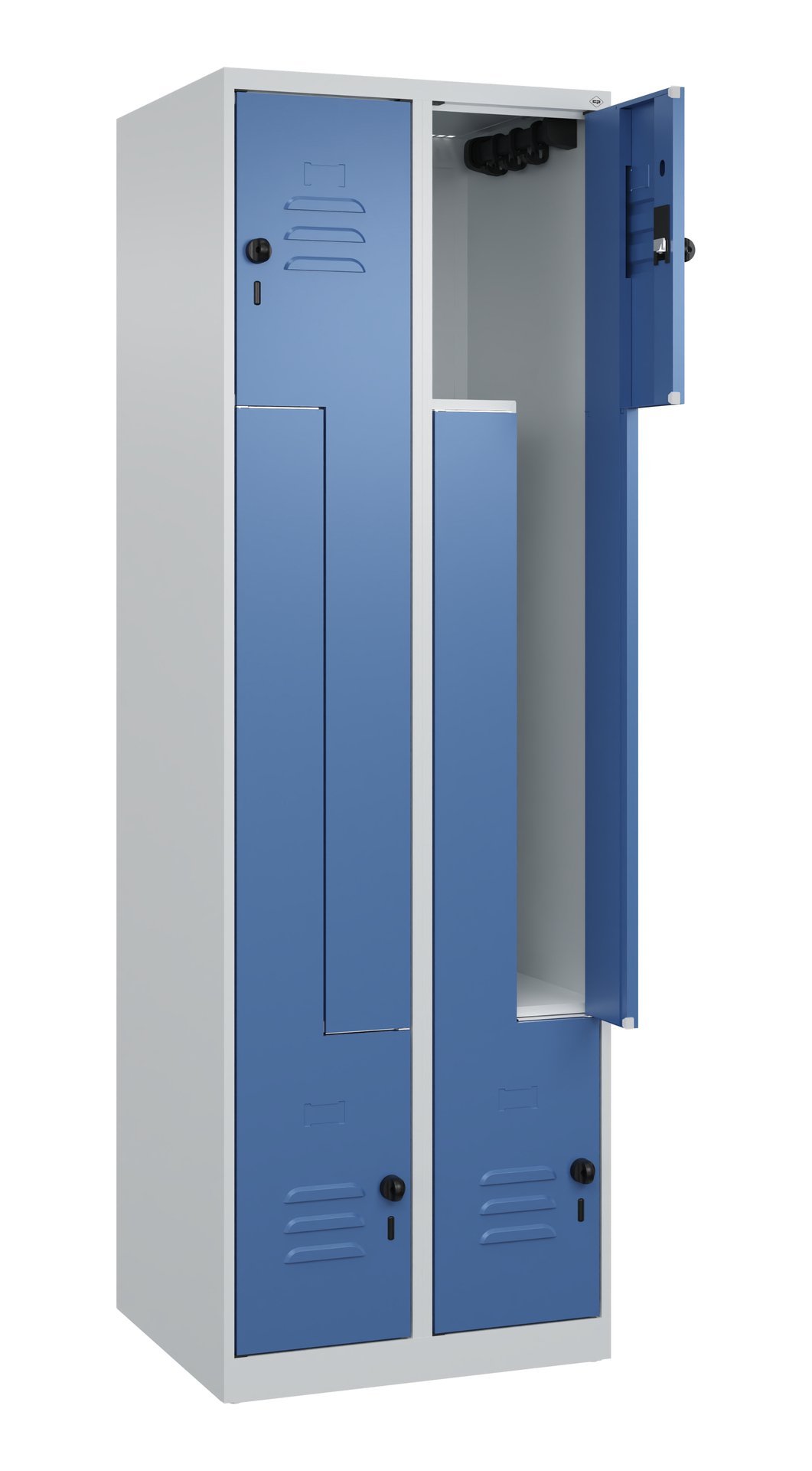C+P Z-Spind Classic PLUS, 4 Fächer, 1850x600x500mm, 7035/5023 Produktbild img2 L