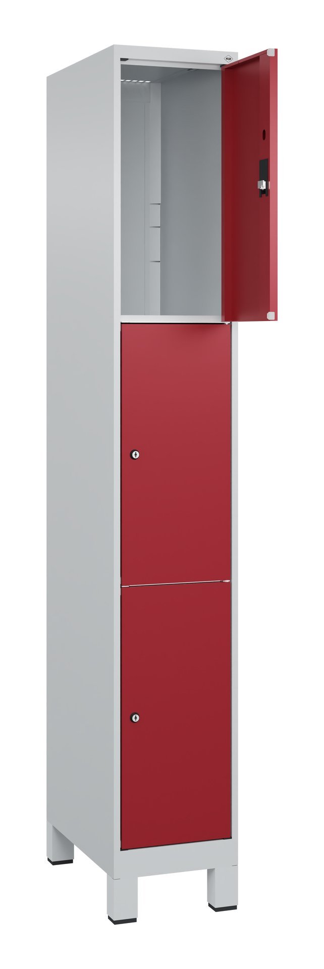 C+P Schließfachschrank Classic PLUS, Füße, 3 Fächer, 1950x300x500mm, 7035/3003 Produktbild img1 L