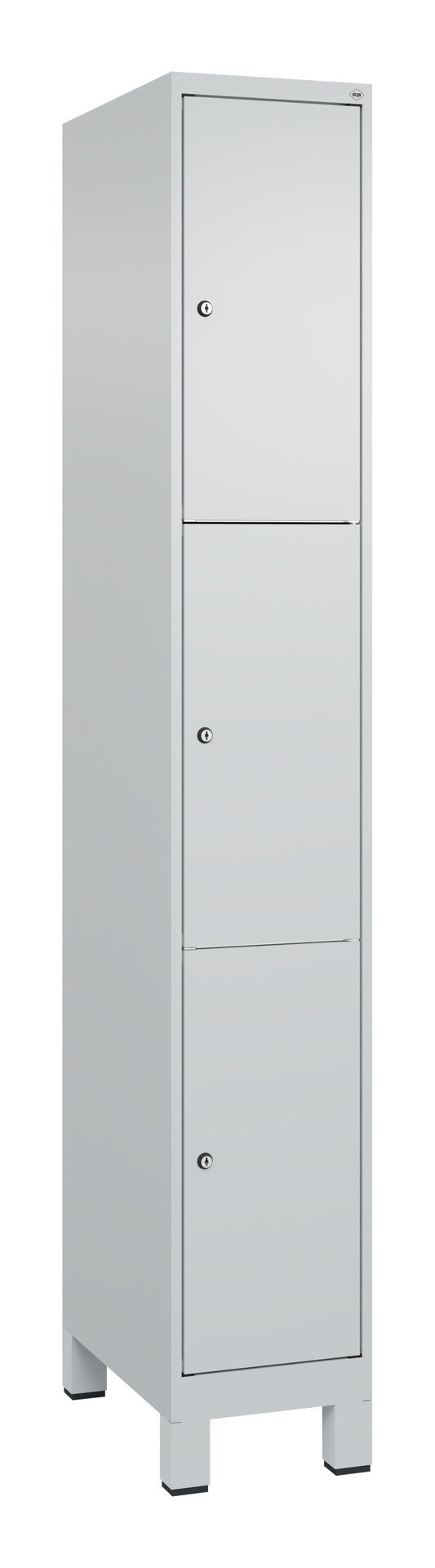 C+P Schließfachschrank Classic PLUS, Füße, 3 Fächer, 1950x300x500mm, 7035/7035 Produktbild img2 L