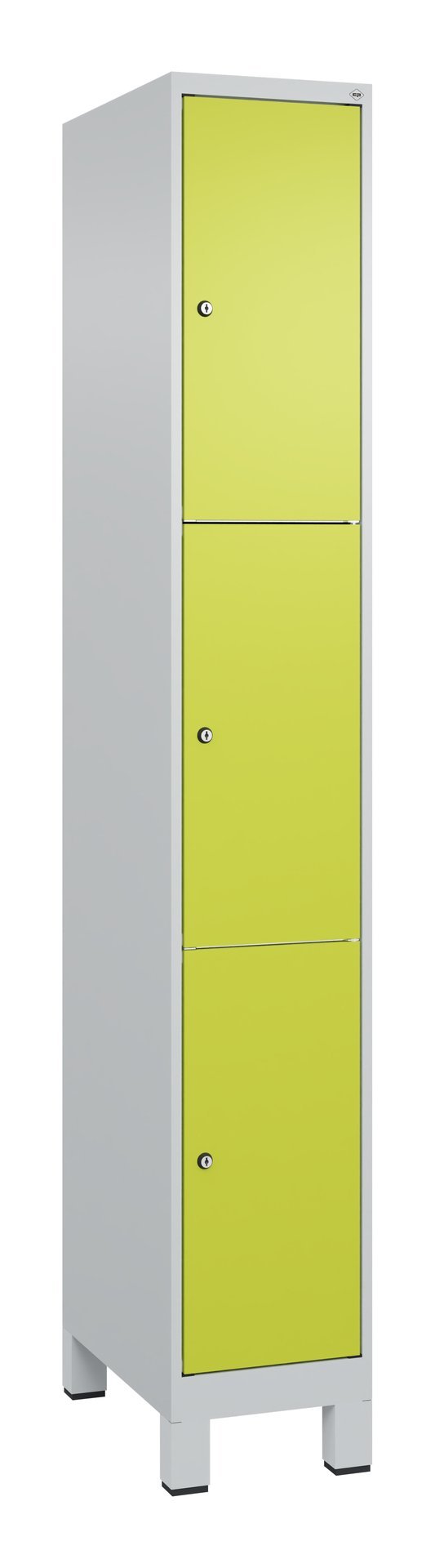 C+P Schließfachschrank Classic PLUS, Füße, 3 Fächer, 1950x300x500mm, 7035/0024 Produktbild img2 L
