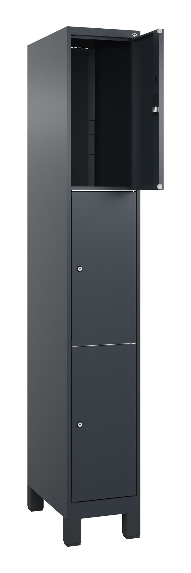 C+P Schließfachschrank Classic PLUS, Füße, 3 Fächer, 1950x300x500mm, 7016/7016 Produktbild img1 L