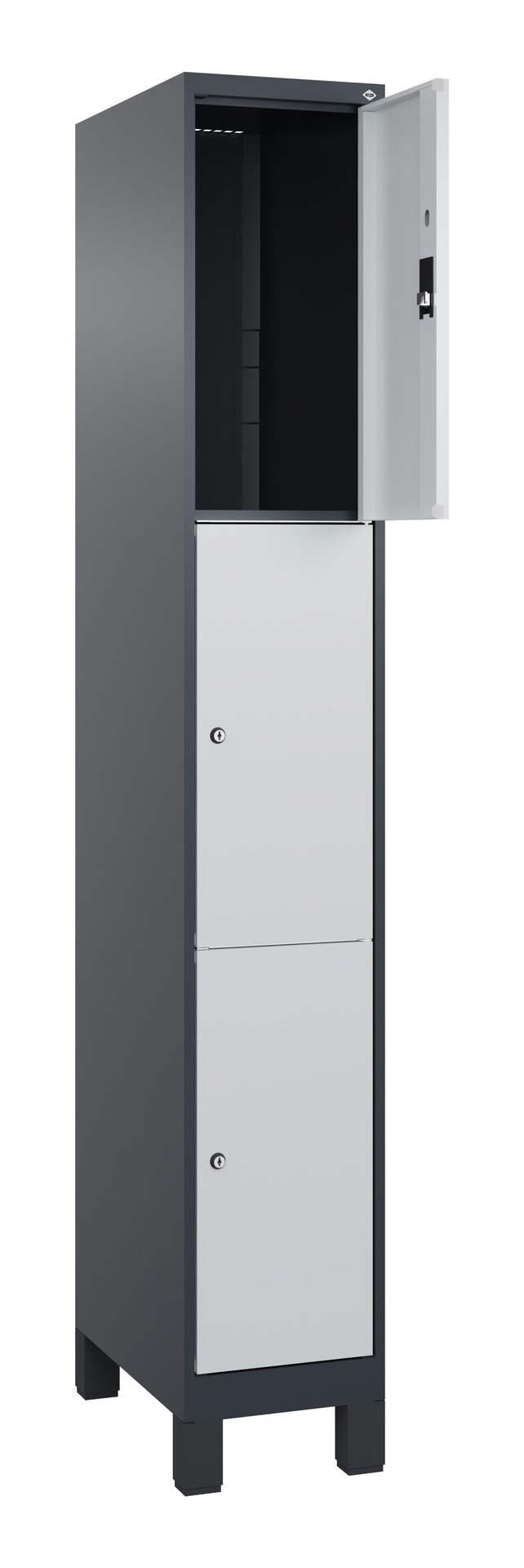 C+P Schließfachschrank Classic PLUS, Füße, 3 Fächer, 1950x300x500mm, 7016/7035 Produktbild img1 L