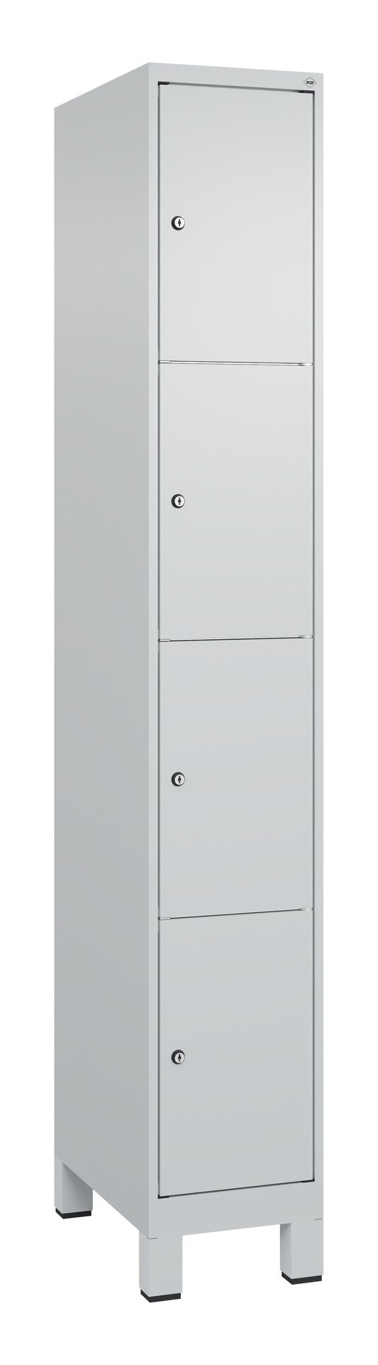 C+P Schließfachschrank Classic PLUS, Füße, 4 Fächer, 1950x300x500mm, 7035/7035 Produktbild img2 L